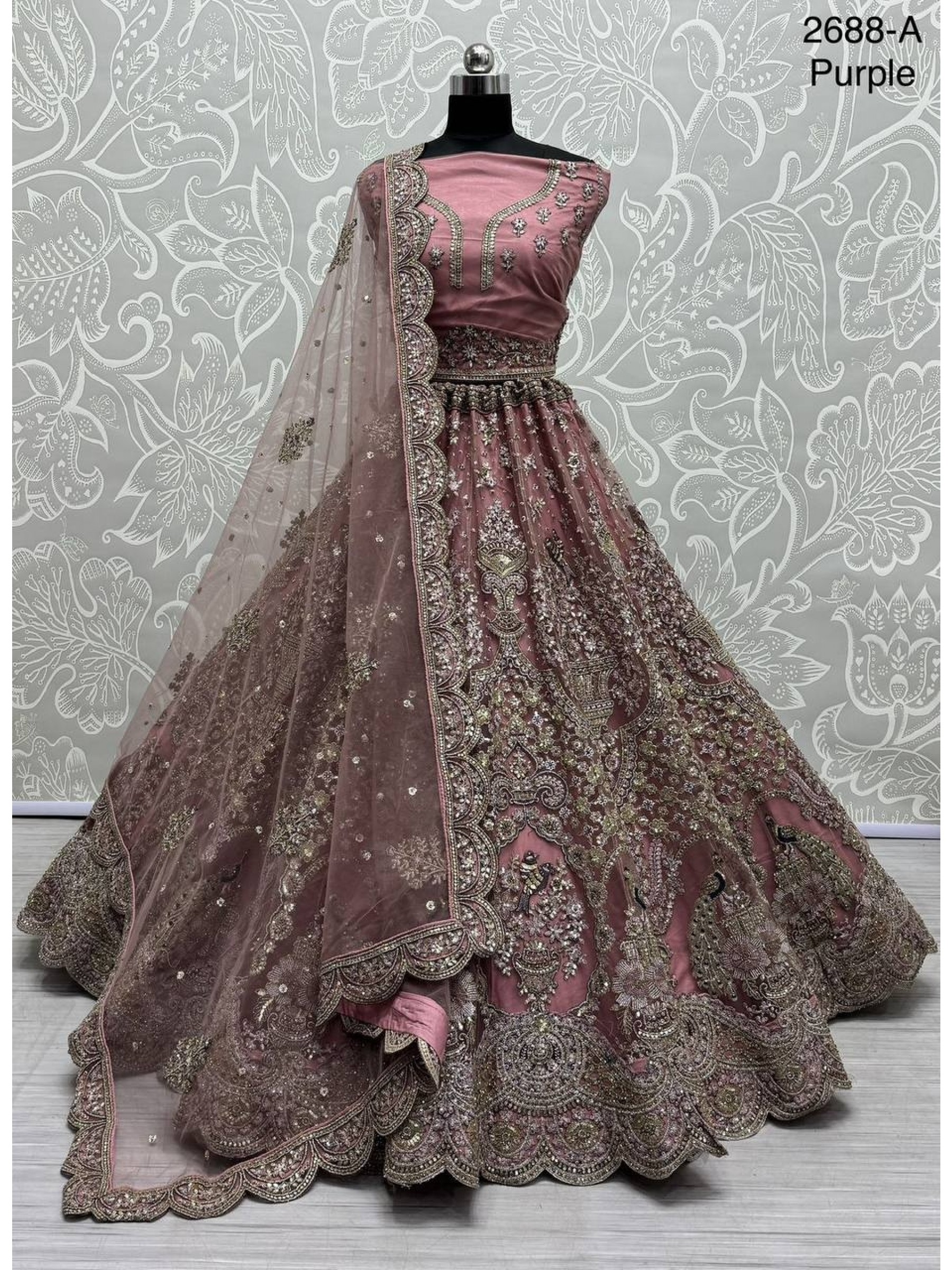 Soft Premium Net Wedding Wear Lehenga In Pink Color  With Embroidery Work