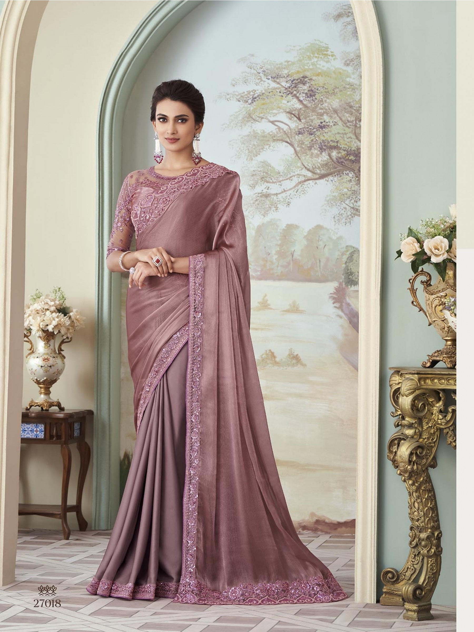 Simmer Silk  Saree  Pink Color With Embroidery Work