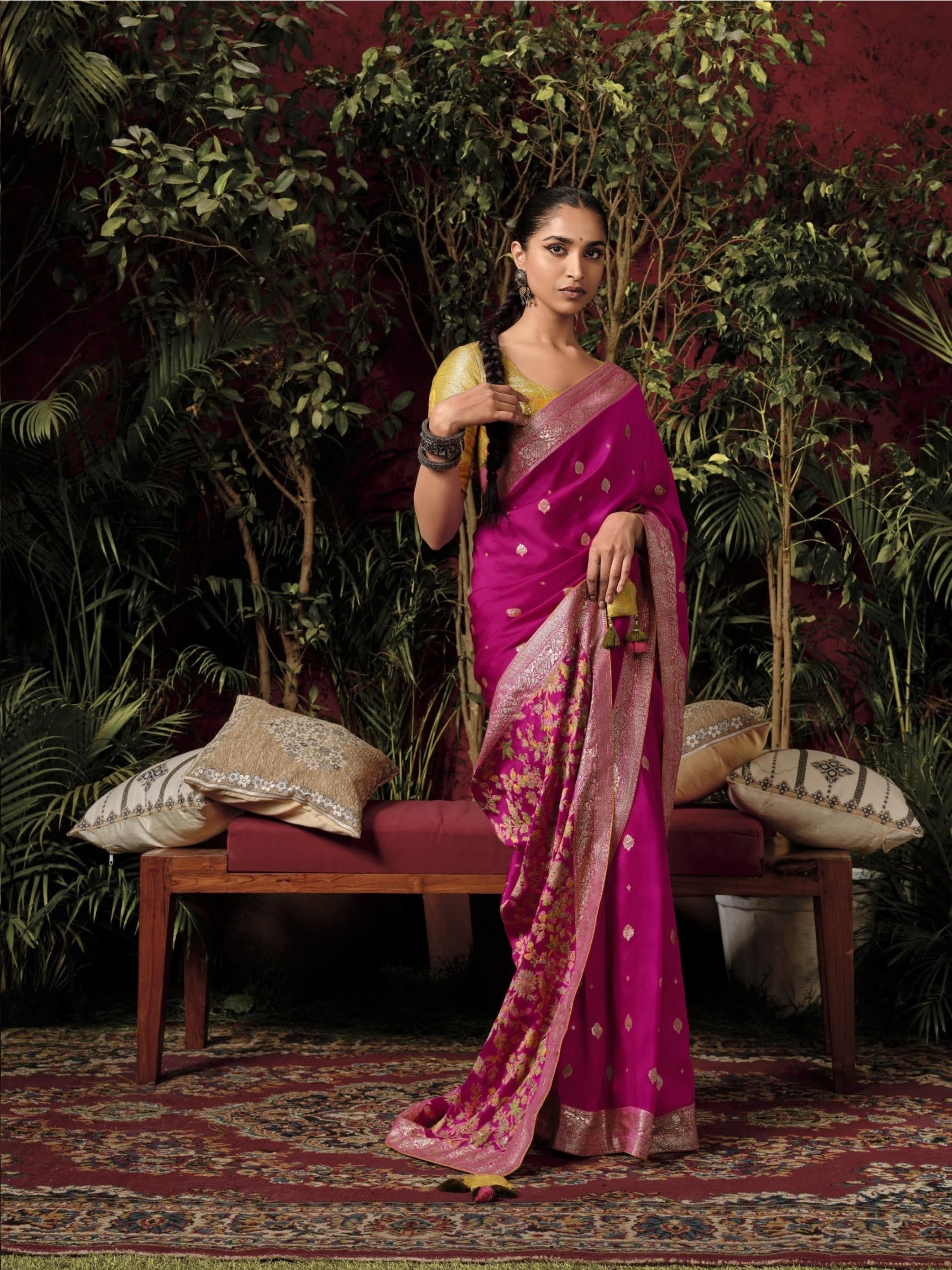  Pure Viscose Silk Party Wear Saree In Pink Color 