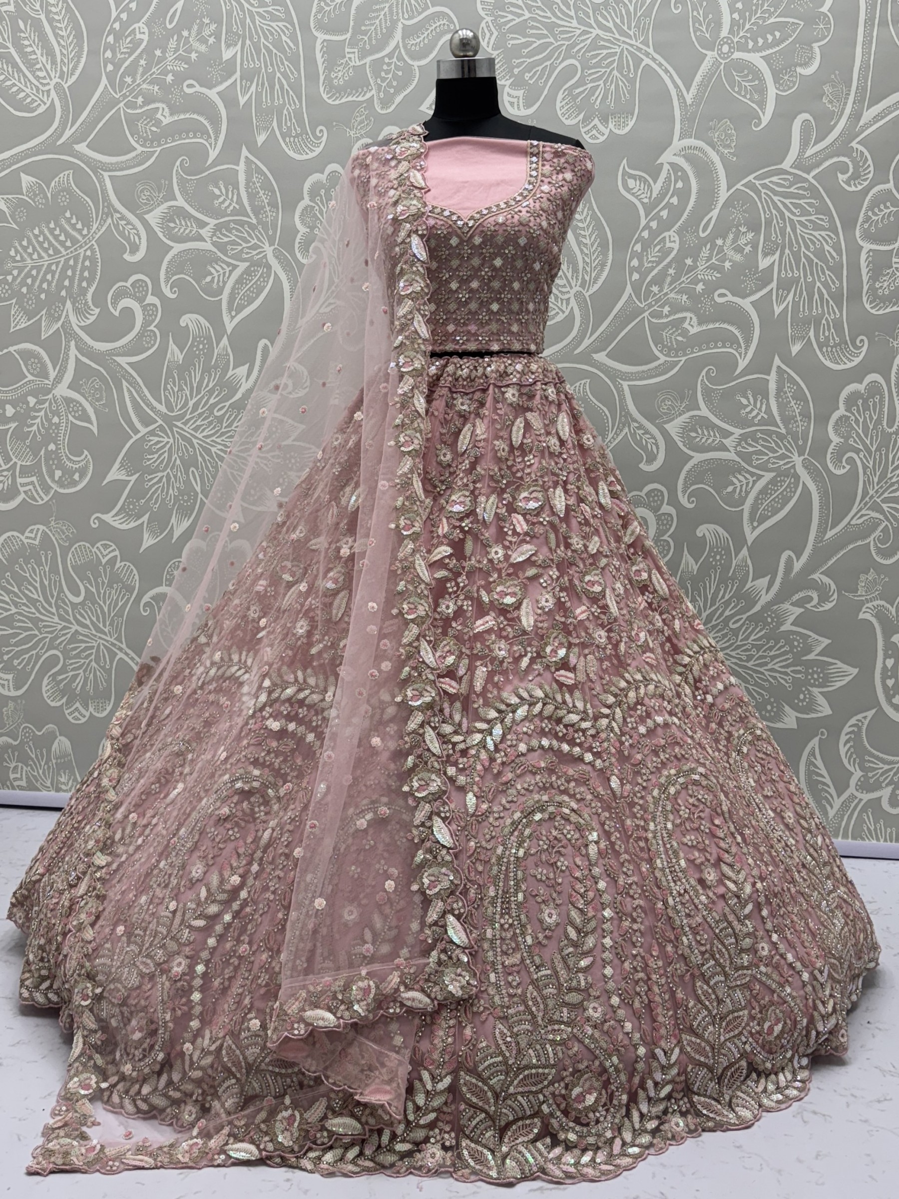 Soft Premium Net Wedding Wear Lehenga In Pink Color With Embroidery Work