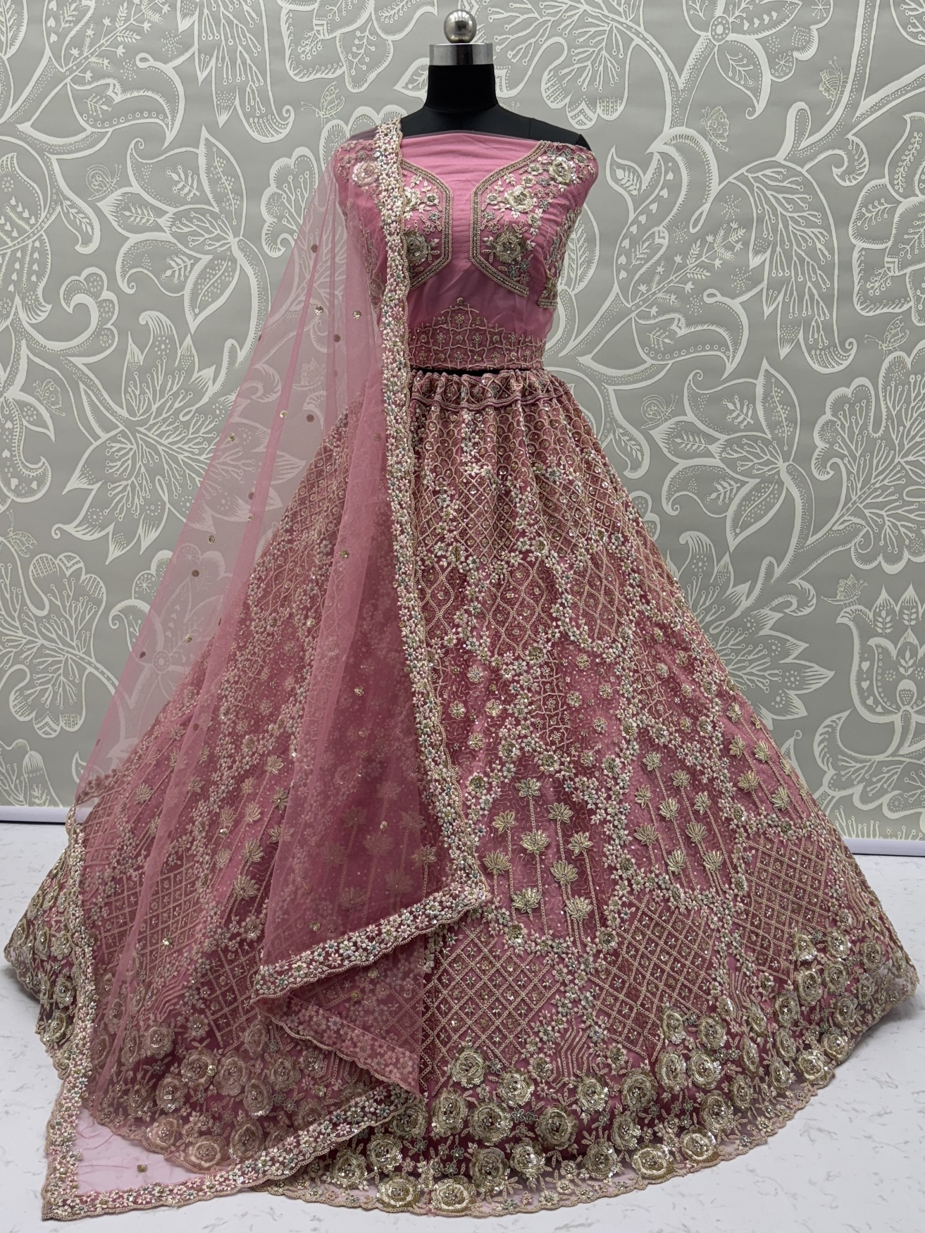 Soft Premium Net Wedding Wear Lehenga In Pink Color With Embroidery Work