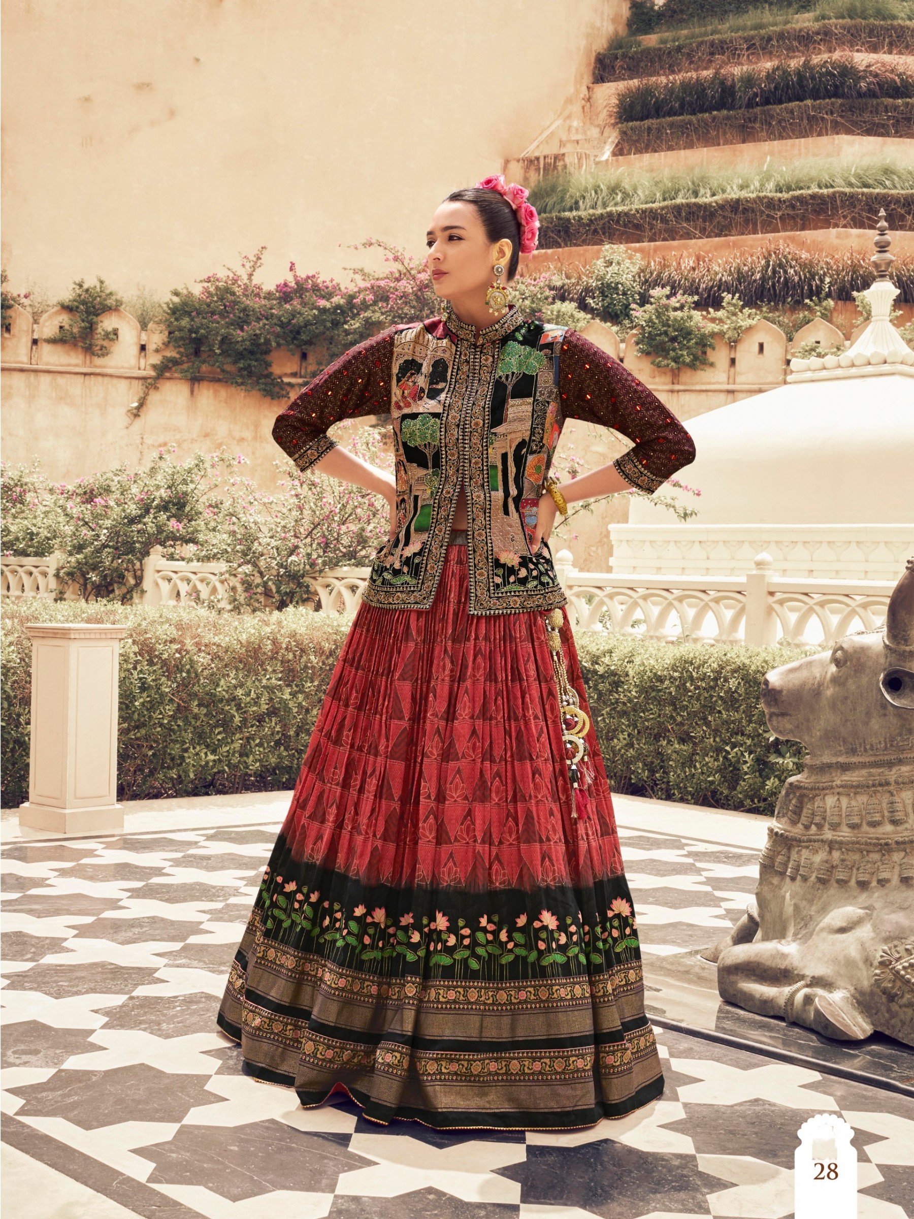 Pure Silk fabric Wedding Wear Lehenga In Multi Color With Hand Work 