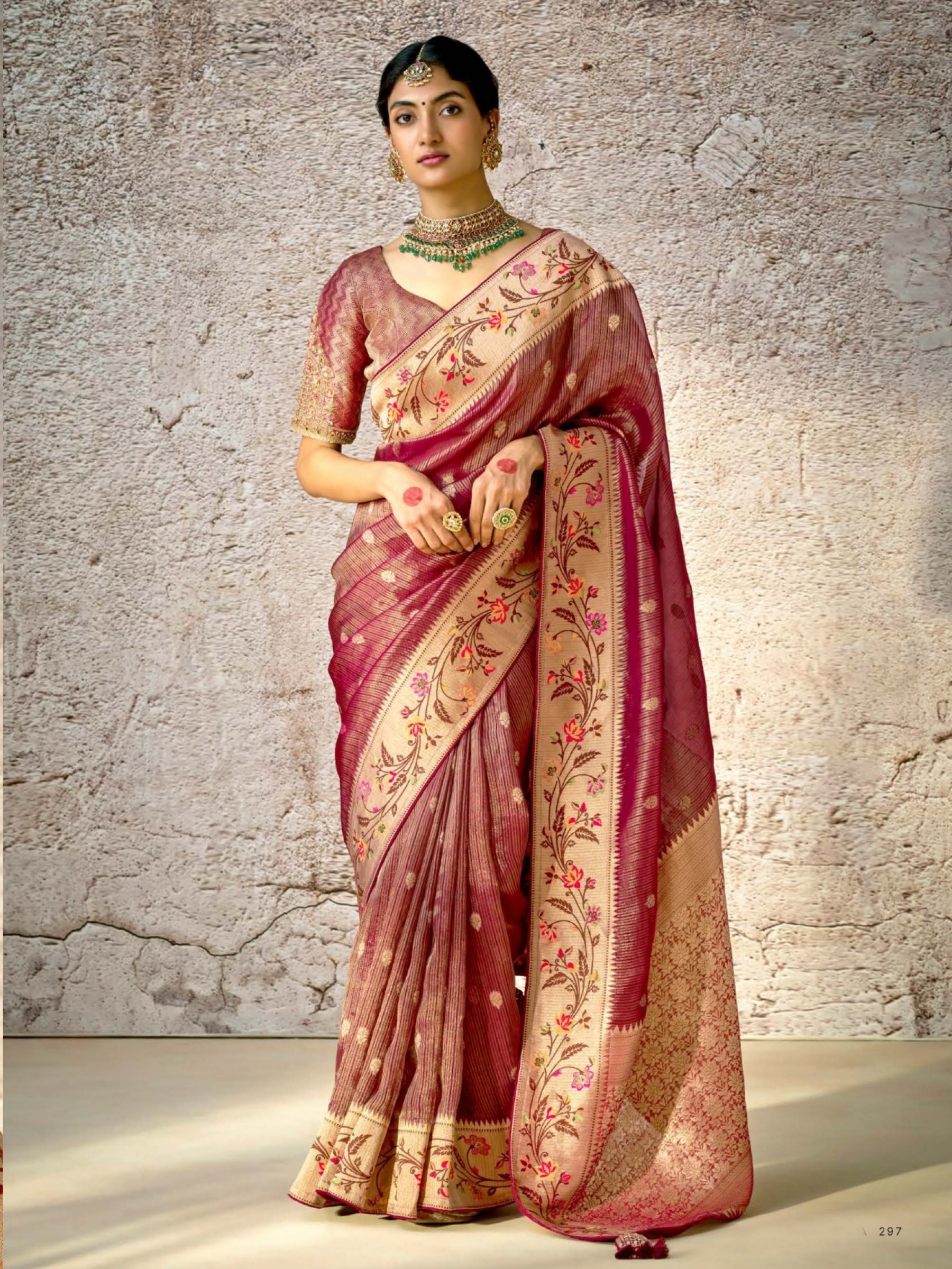 Pure Banarasi Silk Party wear Saree Brown Color 