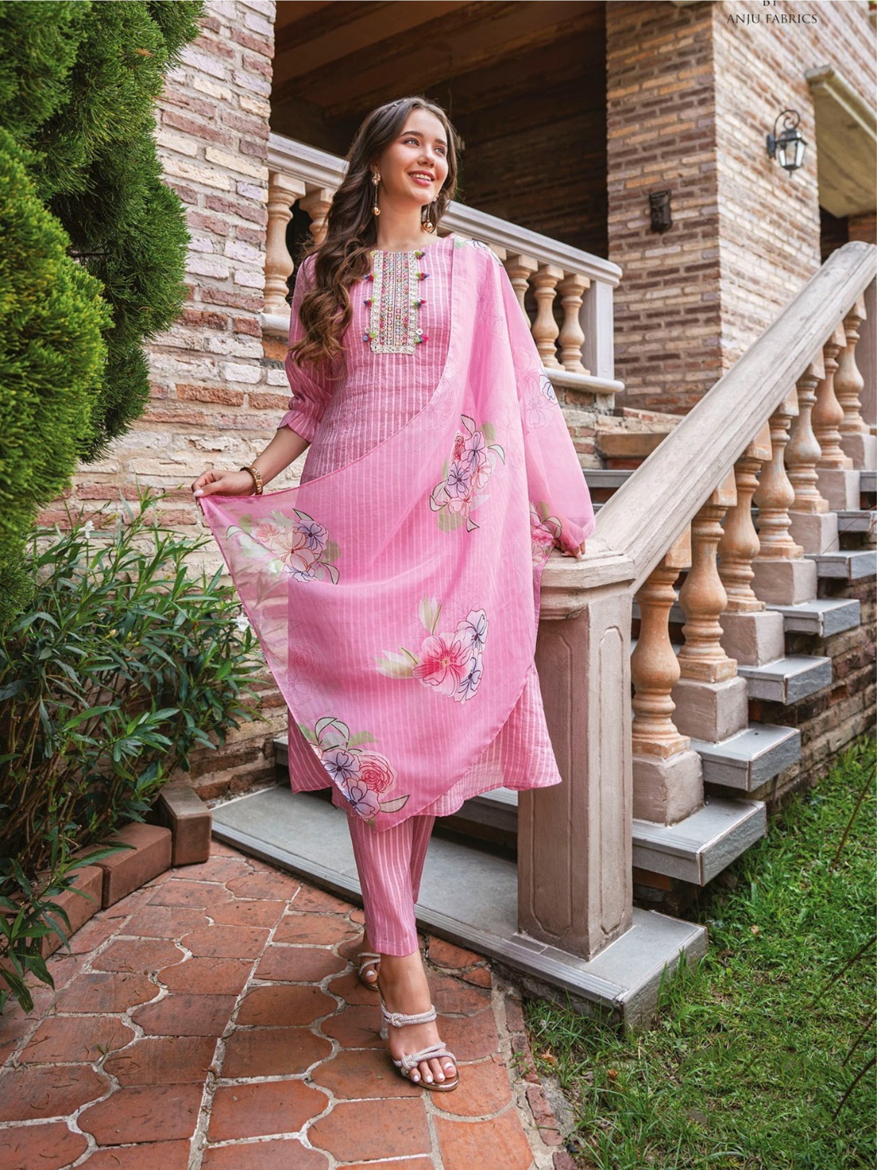Cotton Casual Wear Suit in Pink Color With Embroidery Work