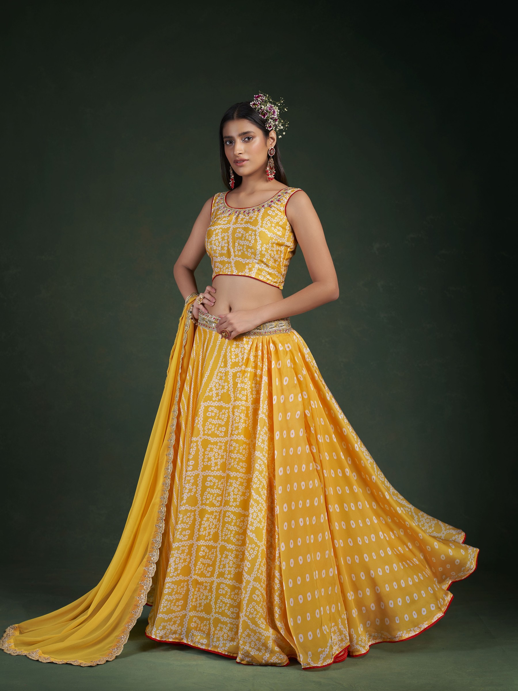 Chinnon Fabrics Party Wear Lehenga in Yellow Color With Embroidery  