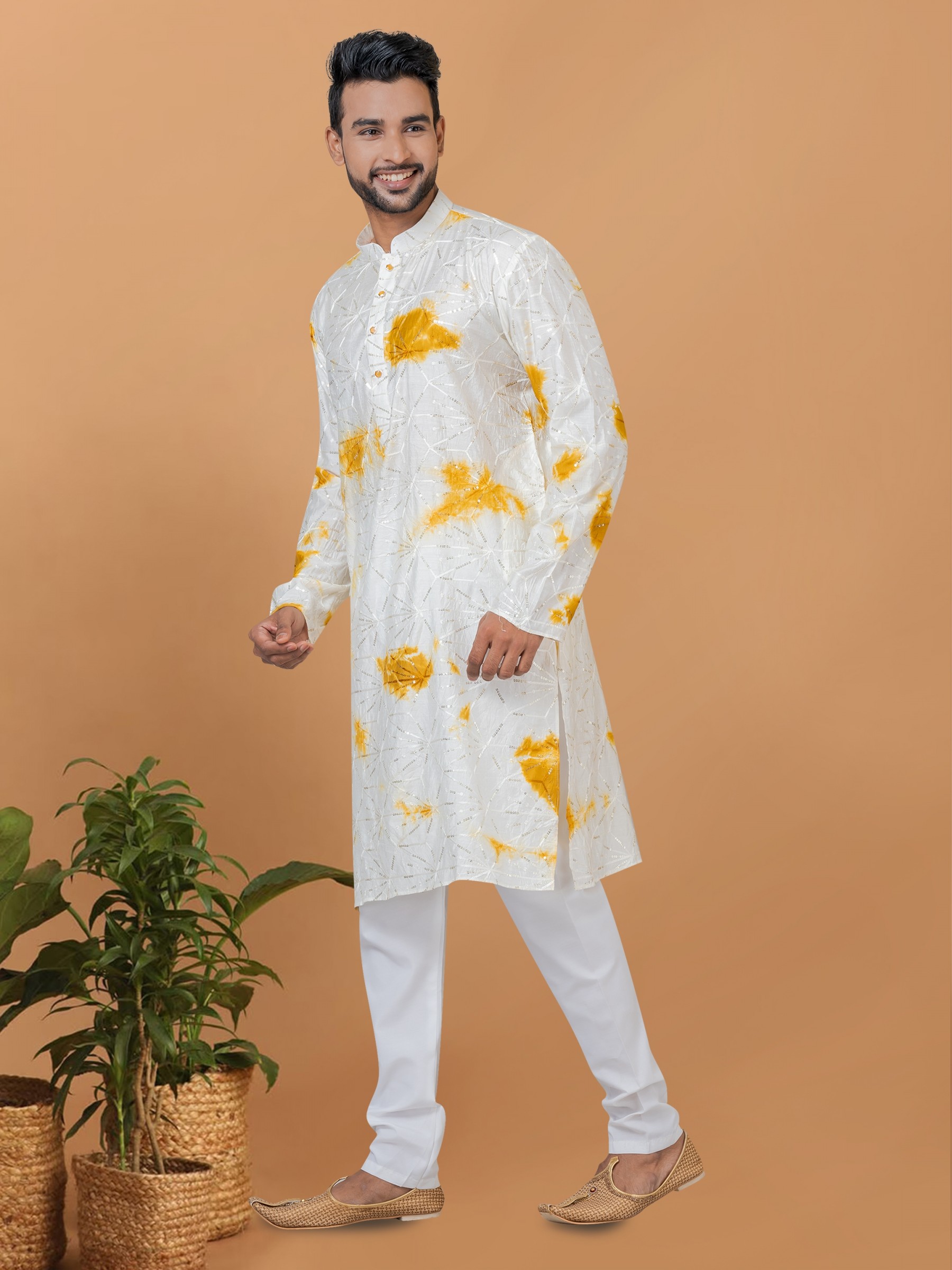 Chanderi Readymade Kurta set in Multi Color with Sequence Embroidery Work
