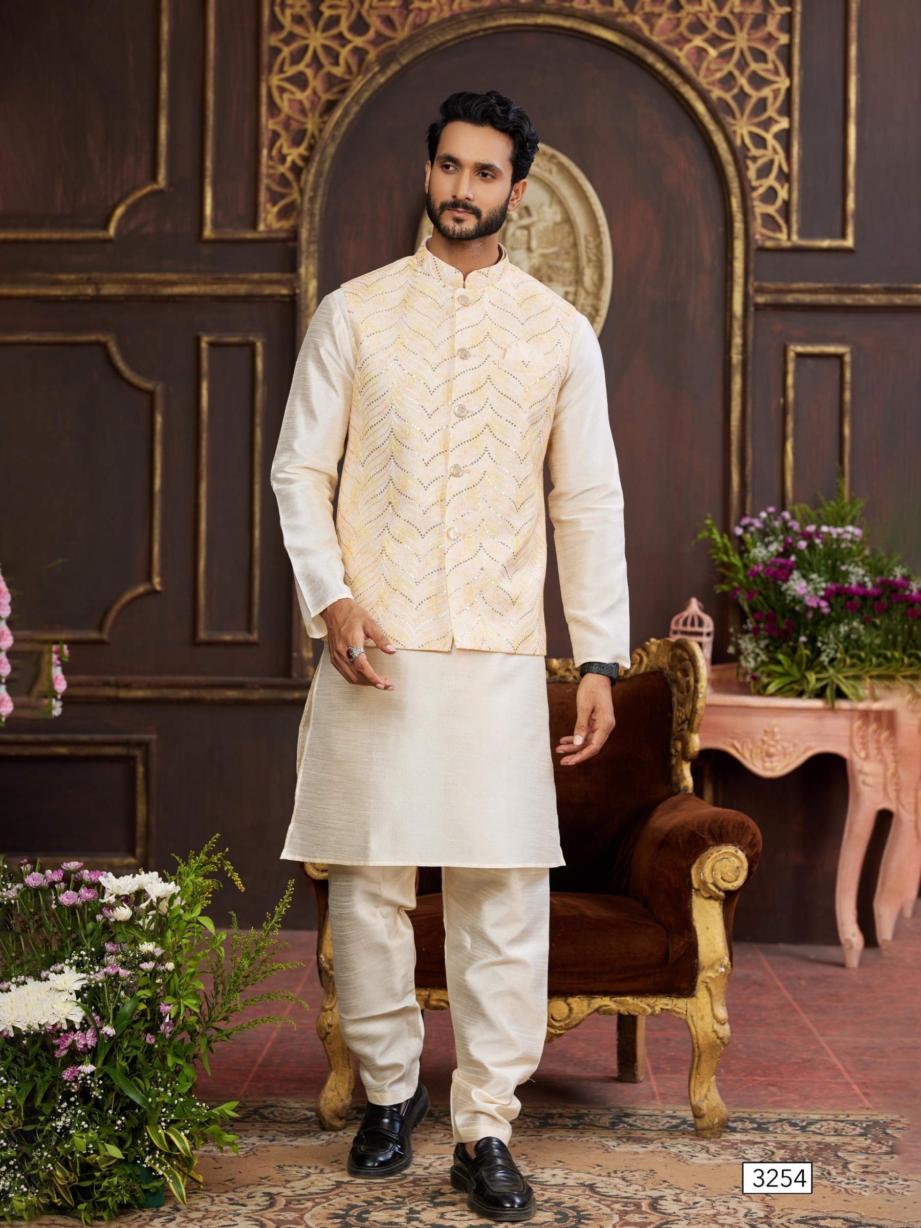 Art Silk Digital Print Readymade Koti Kurta in Yellow Color  
