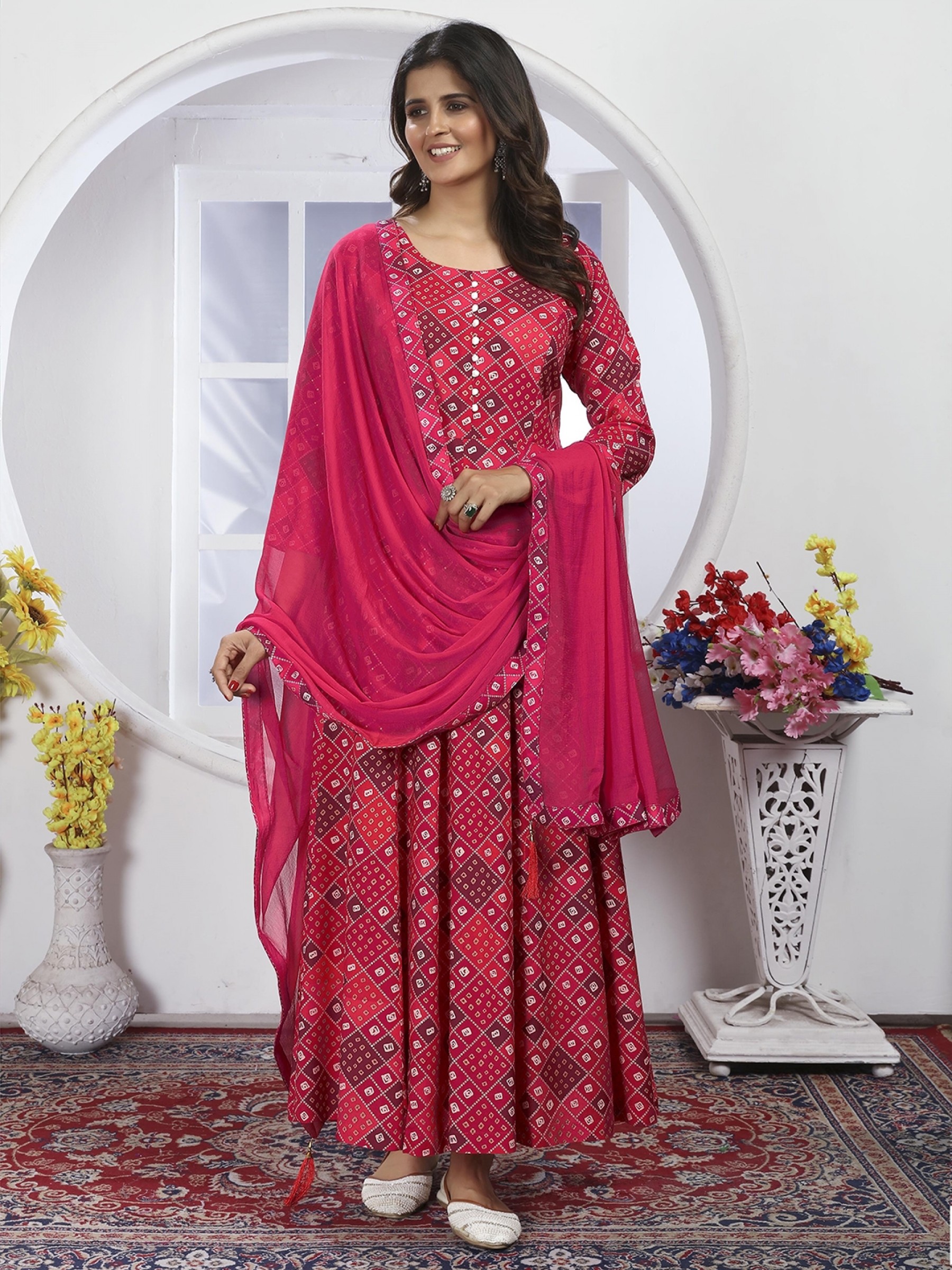 Rayon Silk Party Wear Salwar Suit in Pink Color   