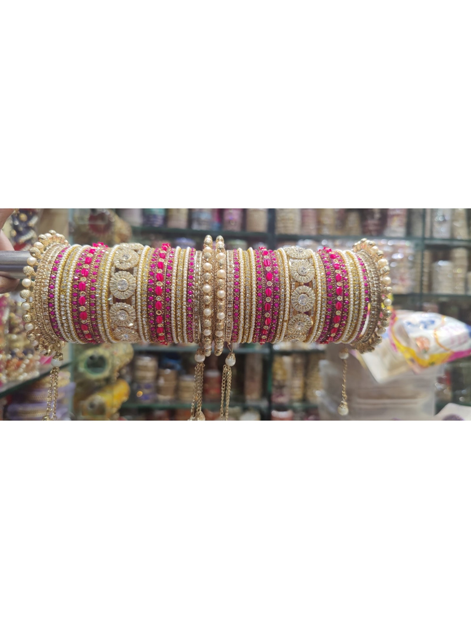 Golden & Pink Color Bridal Bangles