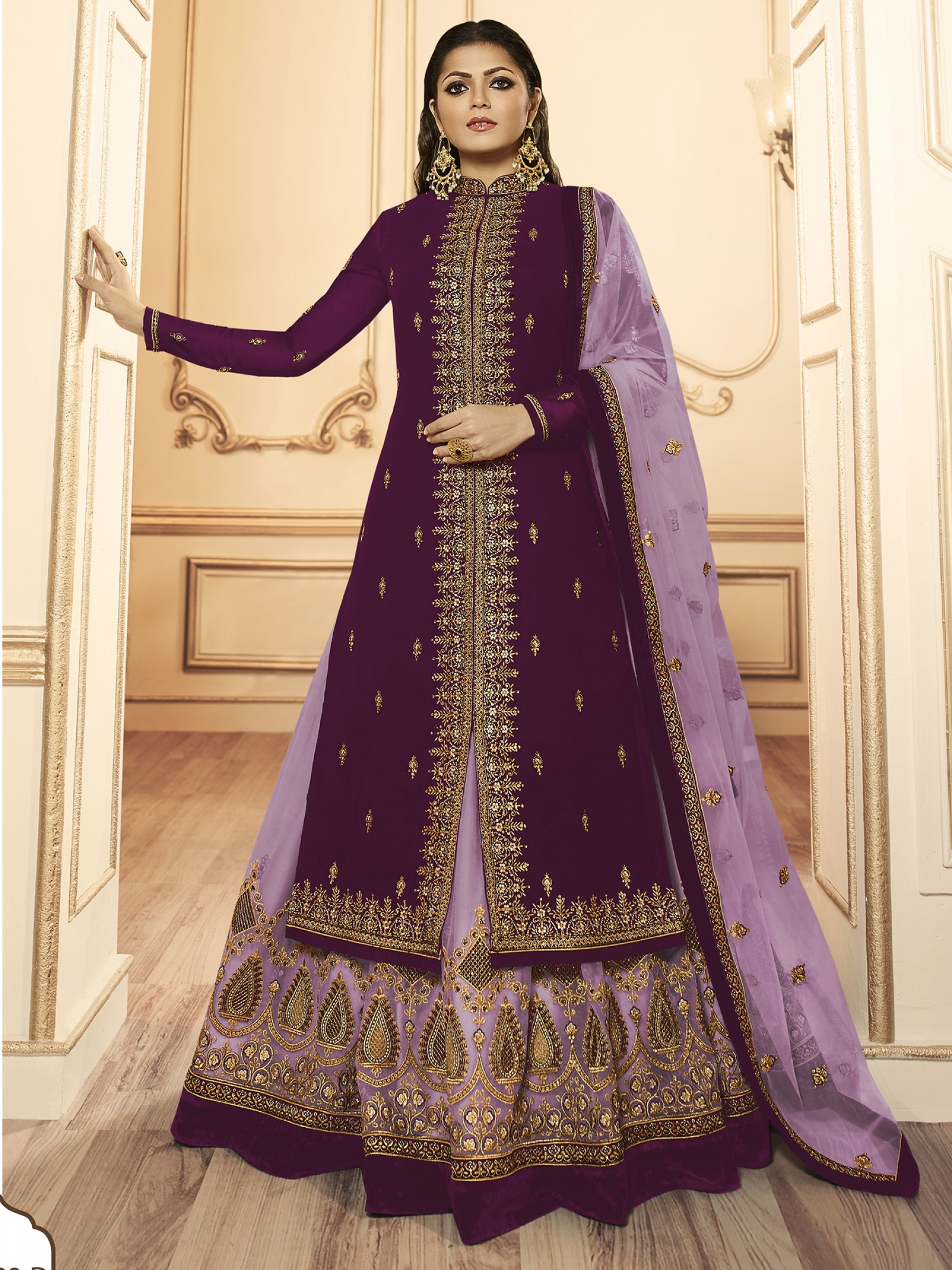 Georagette With Soft premium Net Readymade  Lehenga In Purple  With Embroidery 