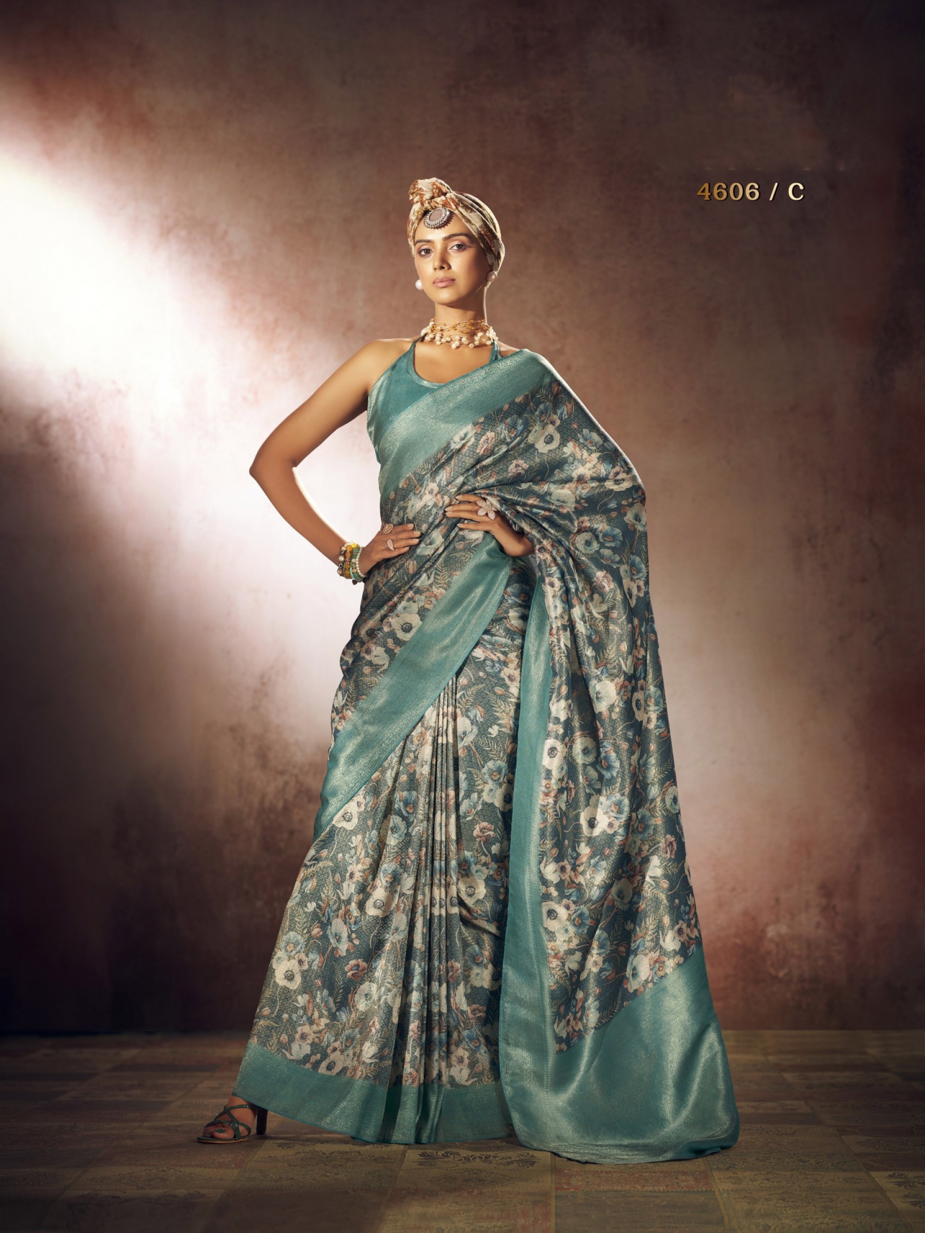 Pure Silk Party wear Saree In Turquoise Color  