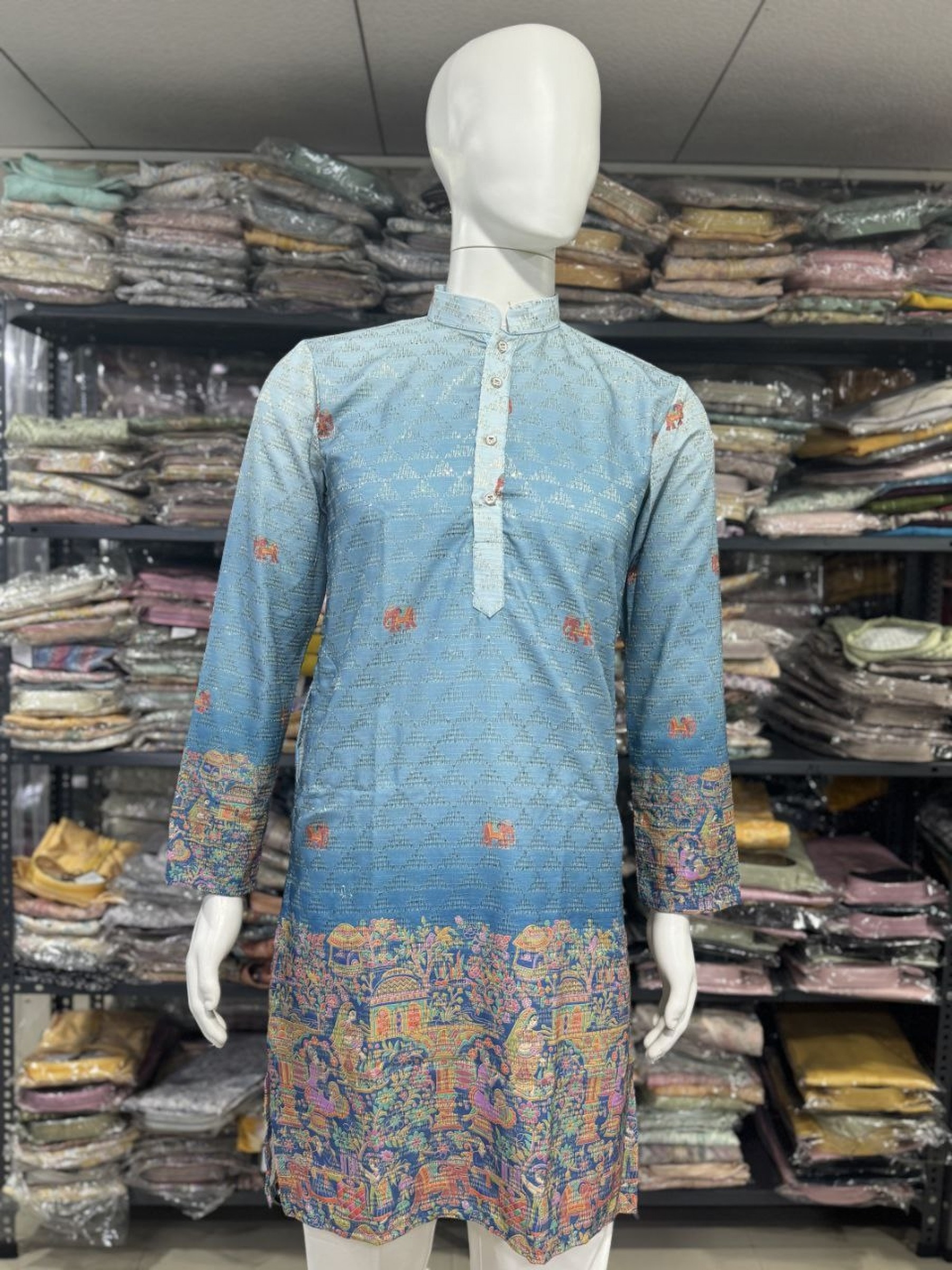 Rayon Readymade Kurta set in Multi Color With Digital Print work 