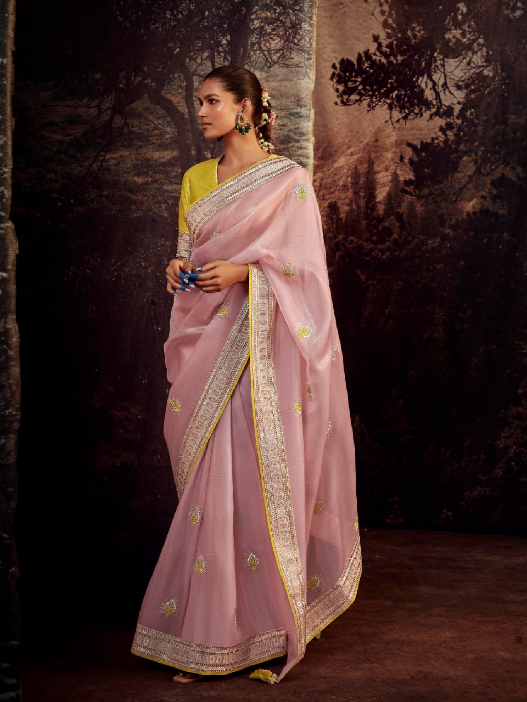  Silk Saree In Pink Color With Embroidery  Work