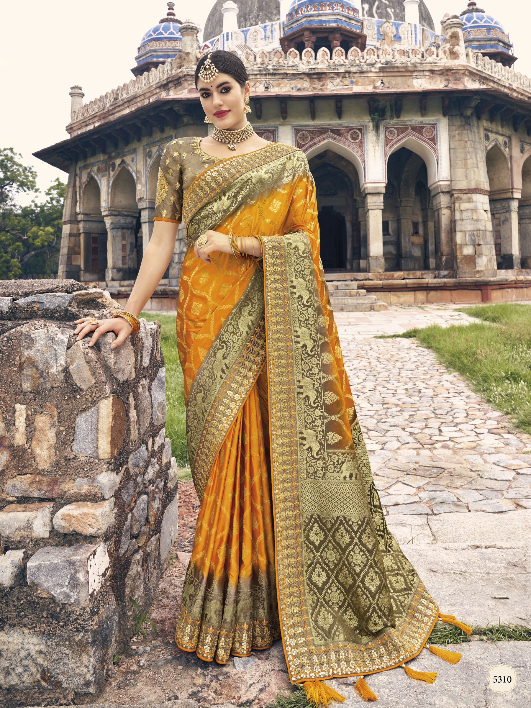 Pure Dola silk  Saree Mustard Color With Embroidery Work