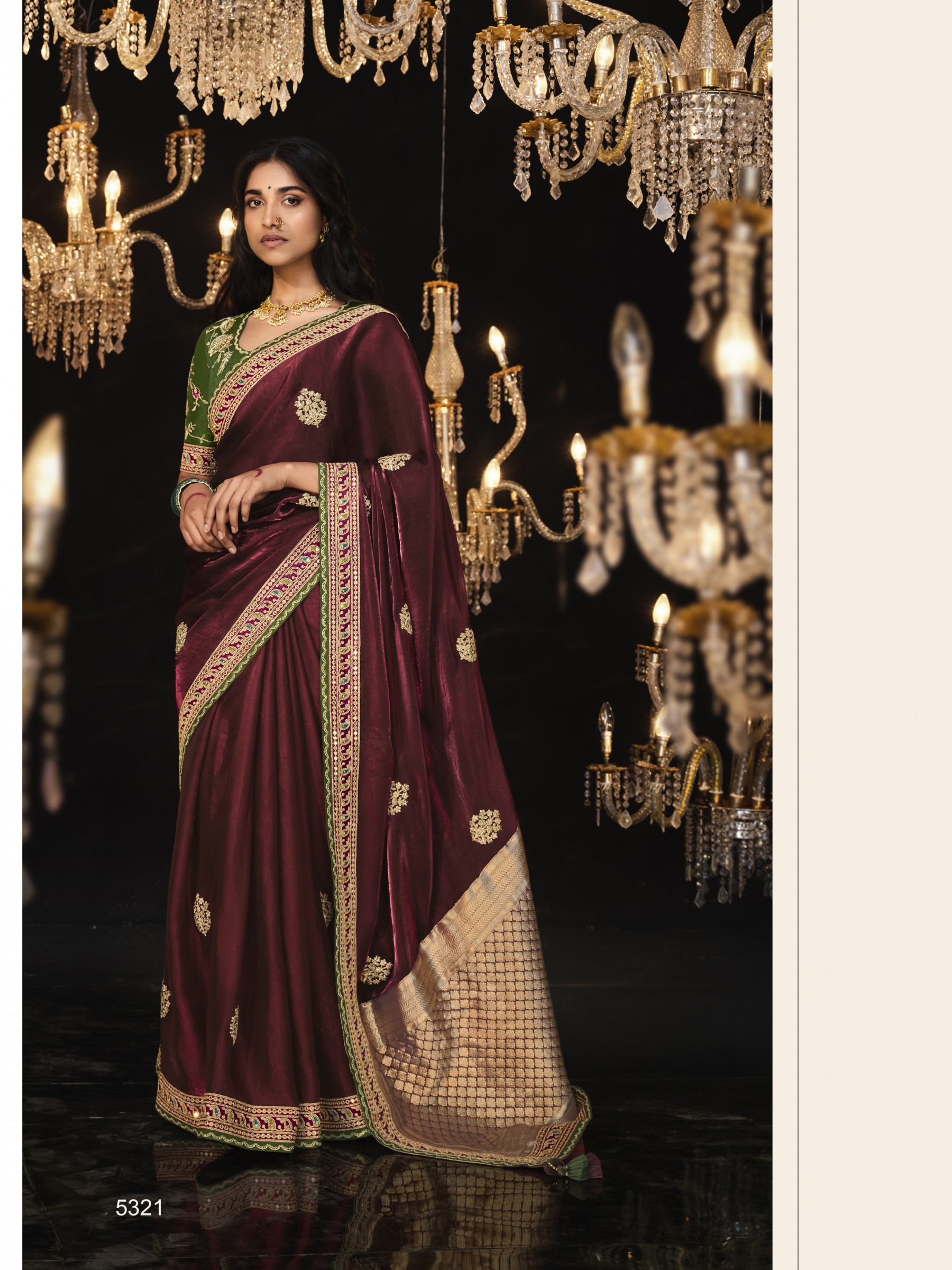 Fancy Silk  Party wear Saree Maroon Color With Embroidery Work