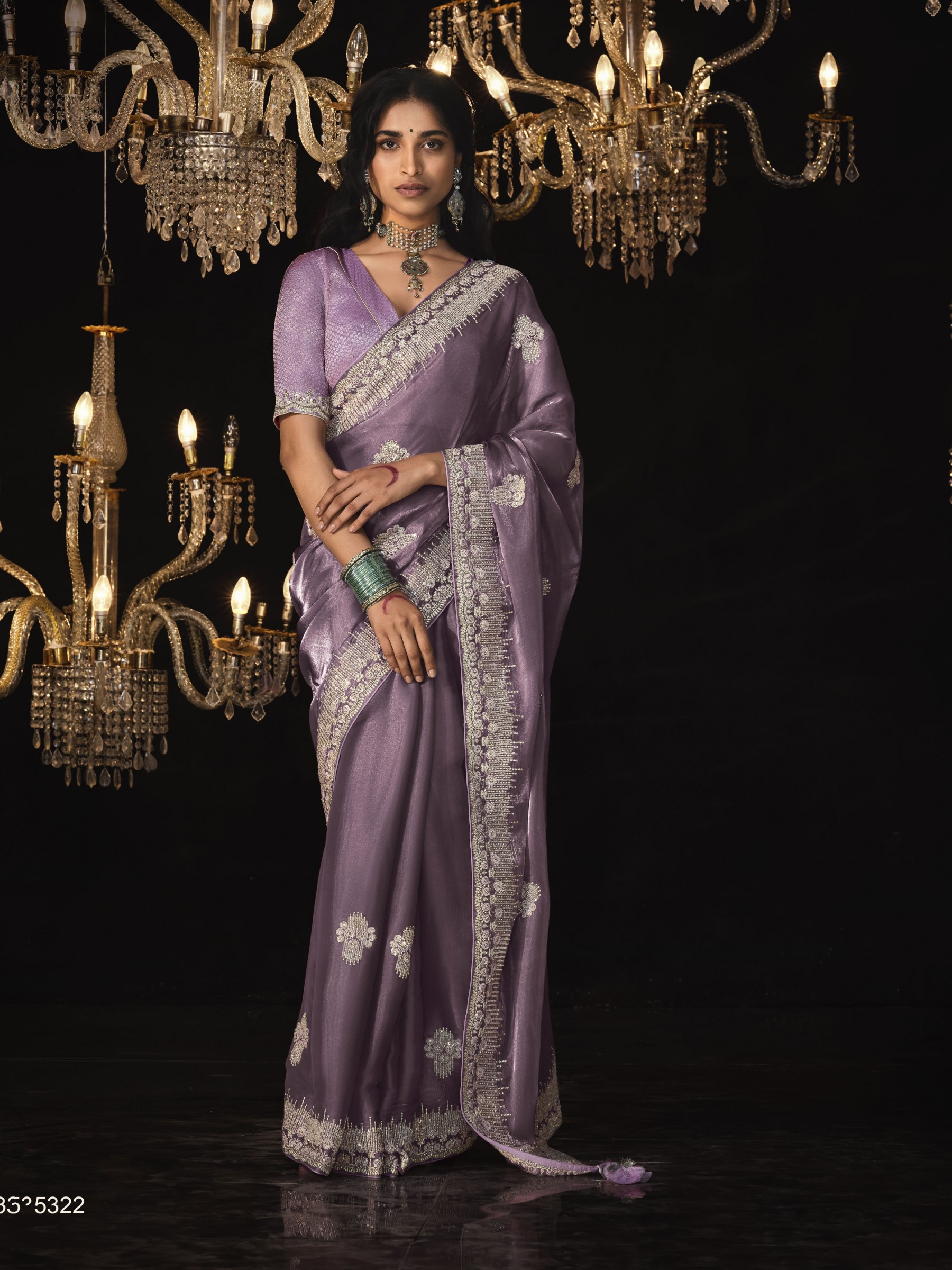 Fancy Silk  Party wear Saree Purple Color With Embroidery Work