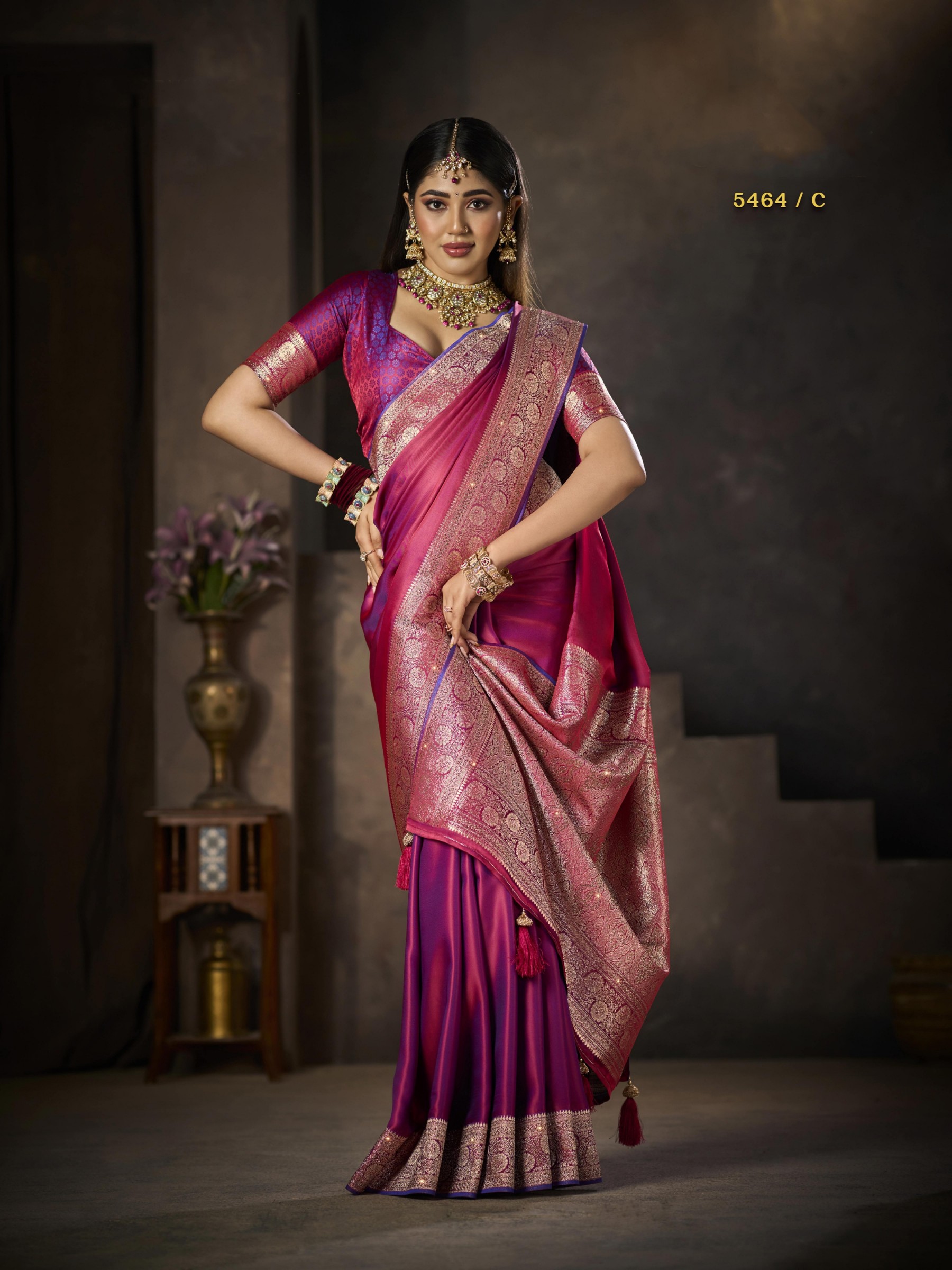 Pure Silk Party wear Saree In Burgundy Color with Swaroskvi Work 
