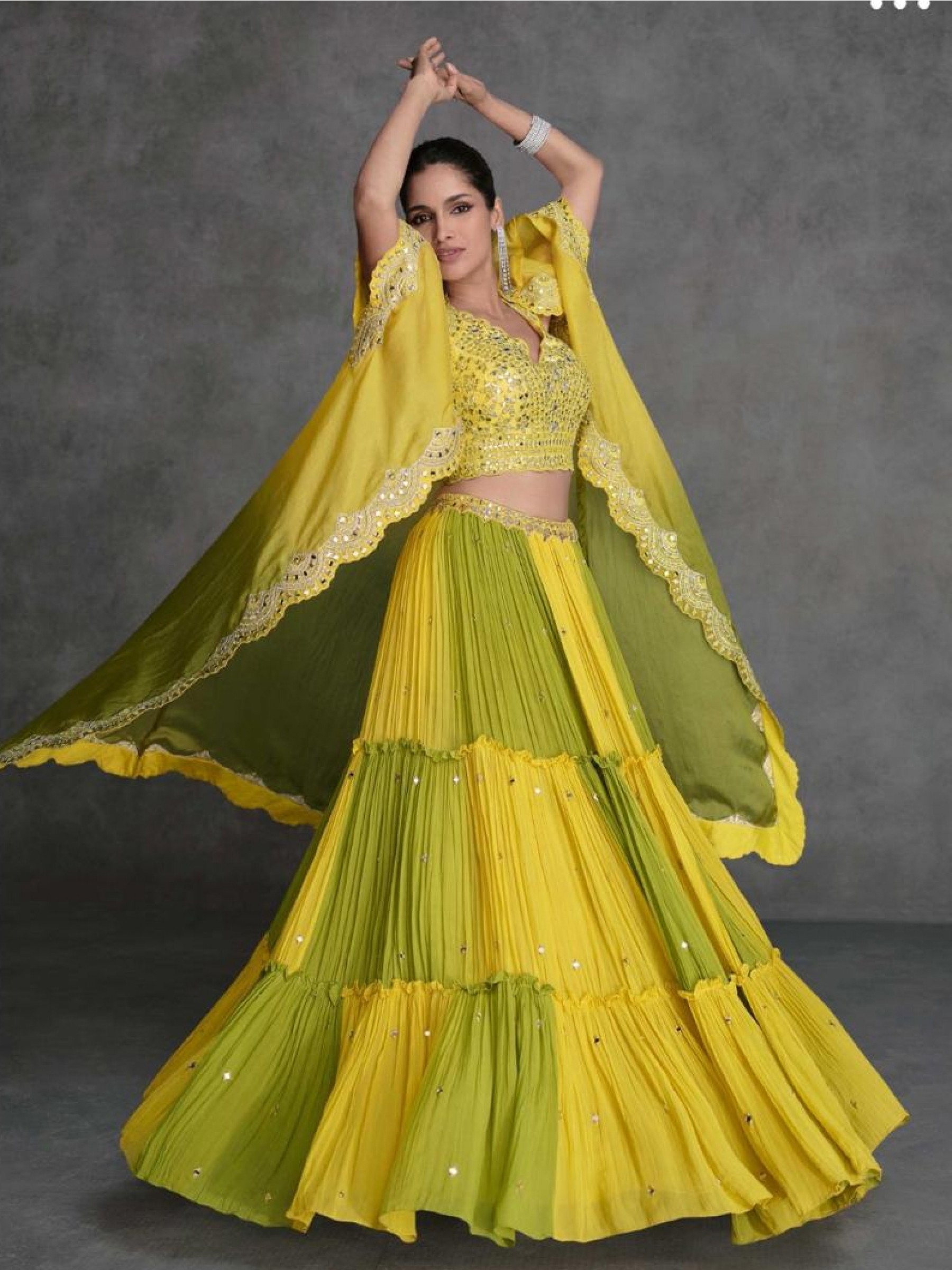 Pure Georgette Fabrics Party Wear 3 Peace Set In Yellow Color With Embroidery Work