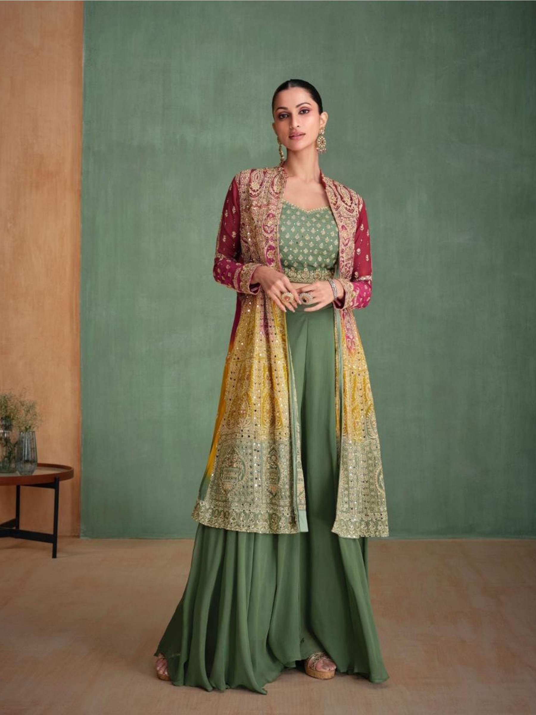 Real Georgette Silk Party Wear 3 pcs In Multi Color with Embroidery Work