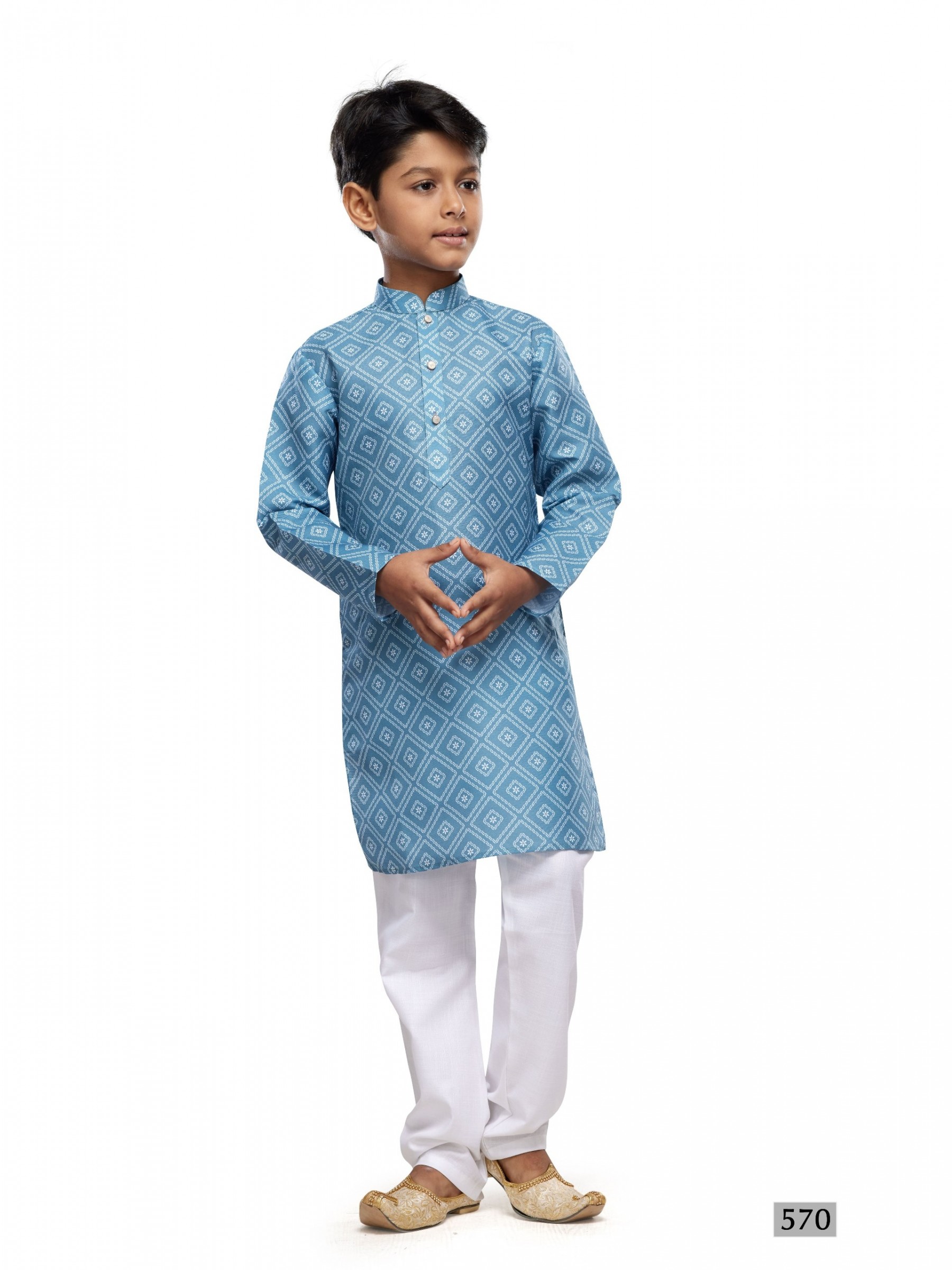 Cotton Silk Readymade Kurta in Blue Color Digital Print work 