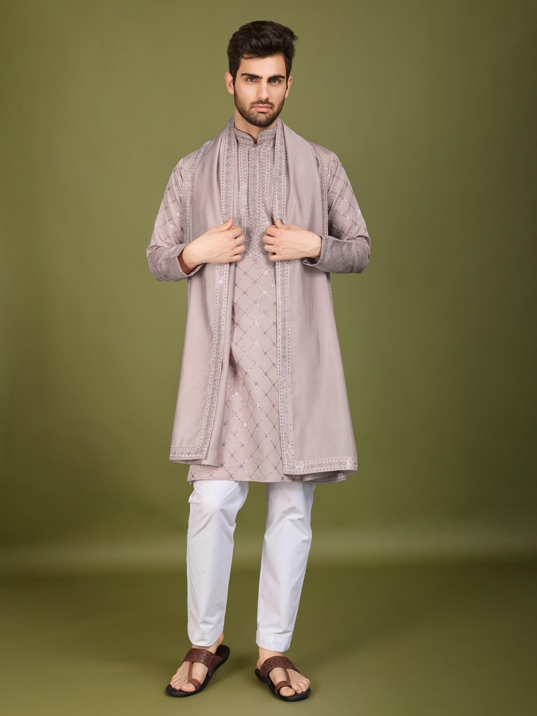 Viscose Silk Readymade Kurta in Peach Color With Embroidery work 
