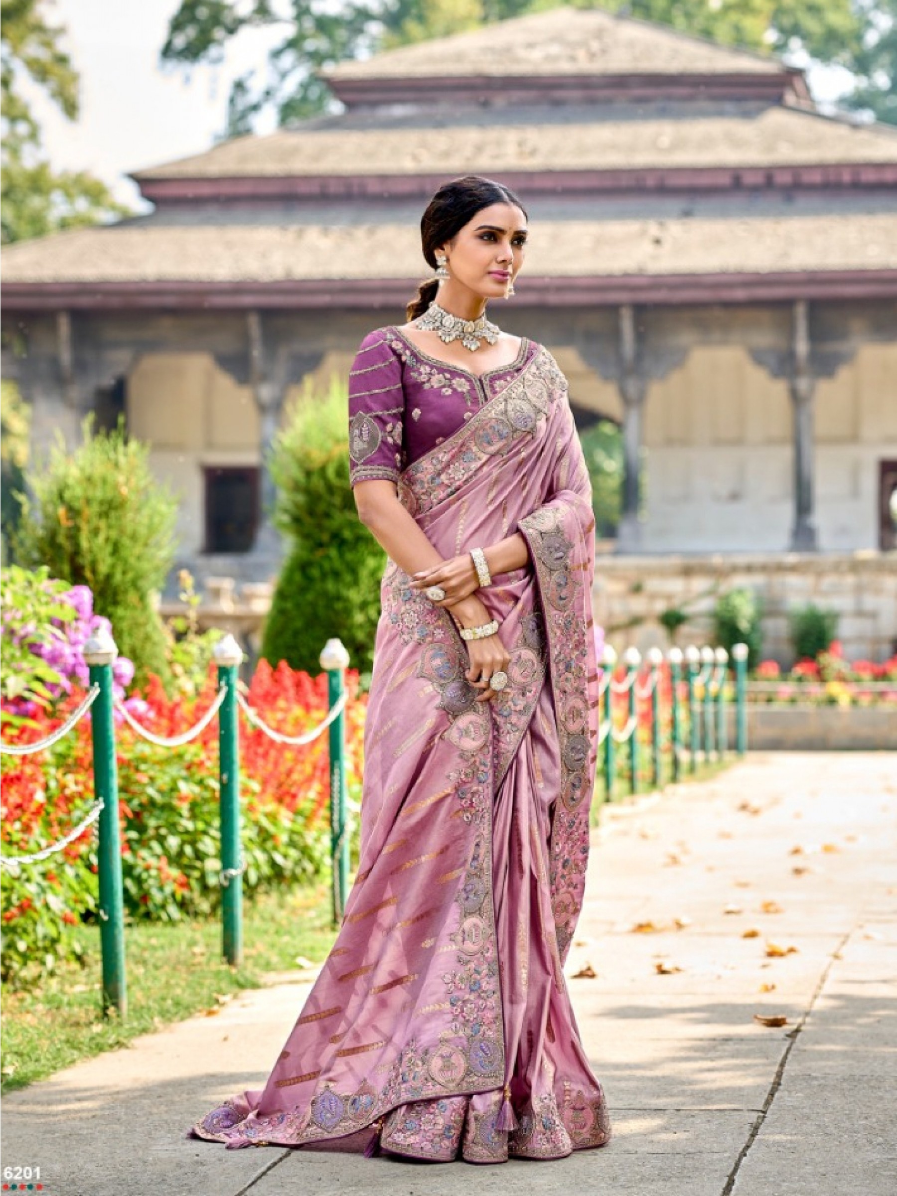 Pure Dola Silk Saree In Purple Color With Embroidery Work