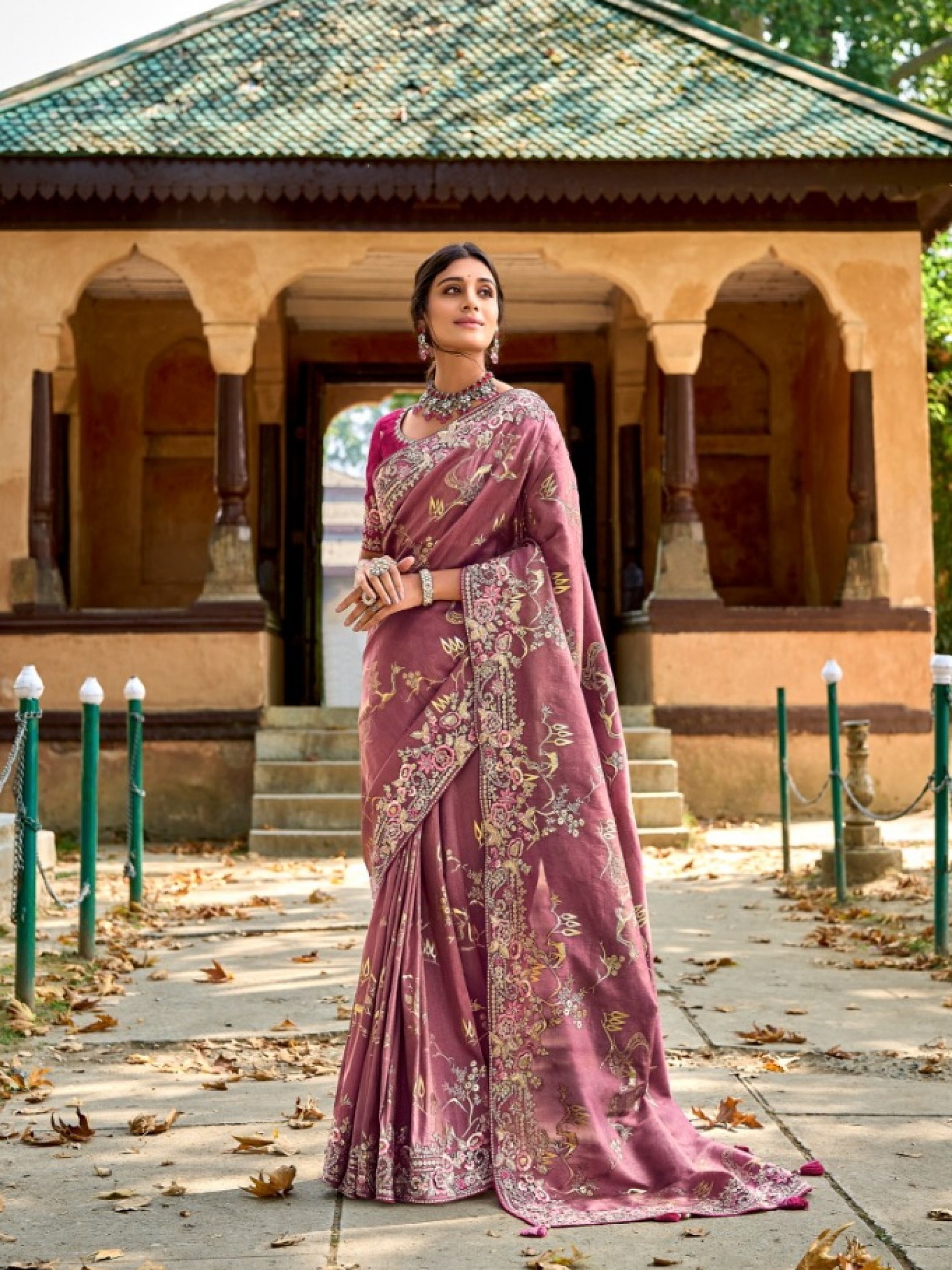 Pure Dola Silk Saree In Pink Color With Embroidery Work