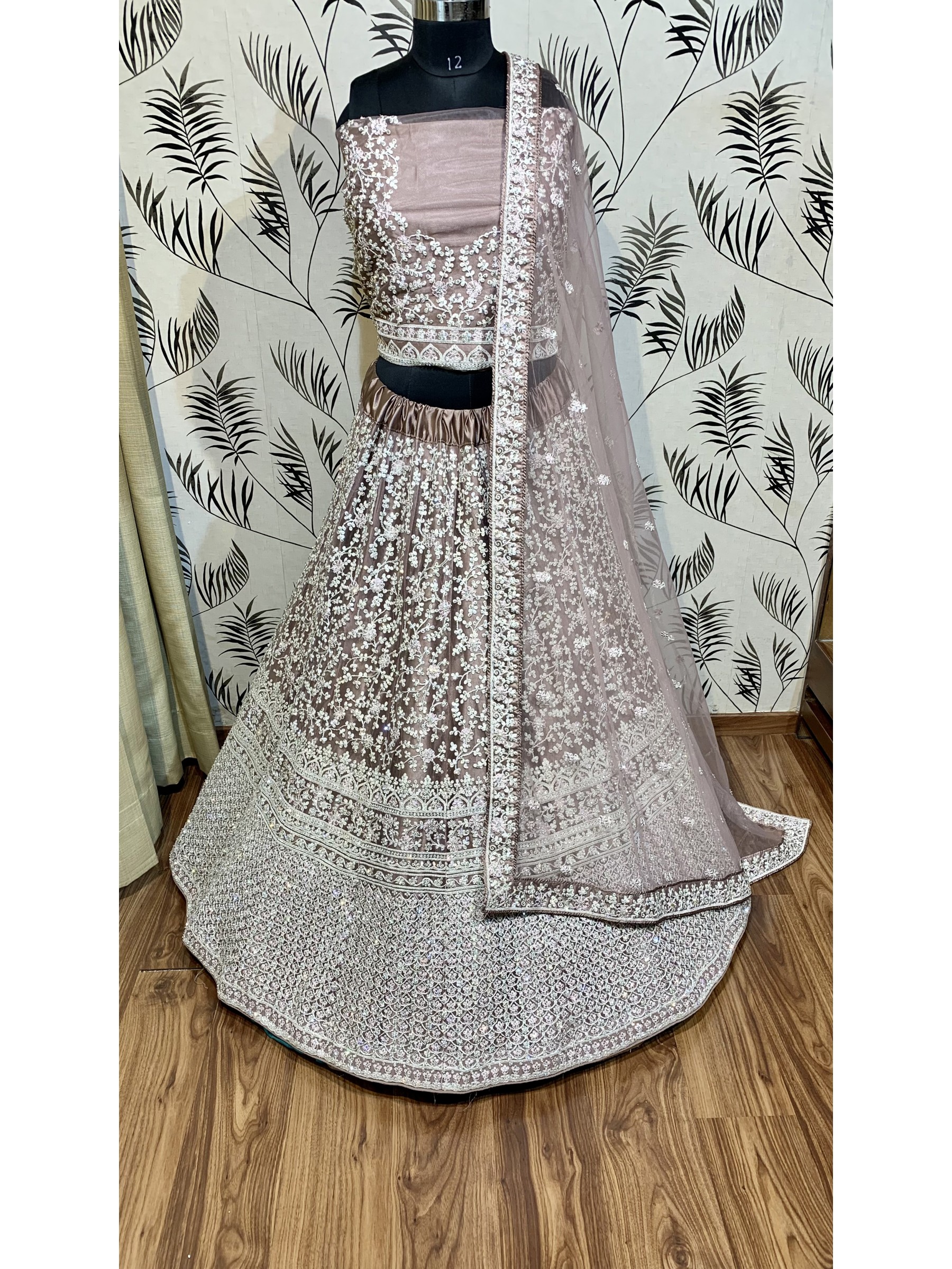 Soft Premium Net Wedding Wear Lehenga In Dusty Pink  With Luckhnowi Work & Stone Work