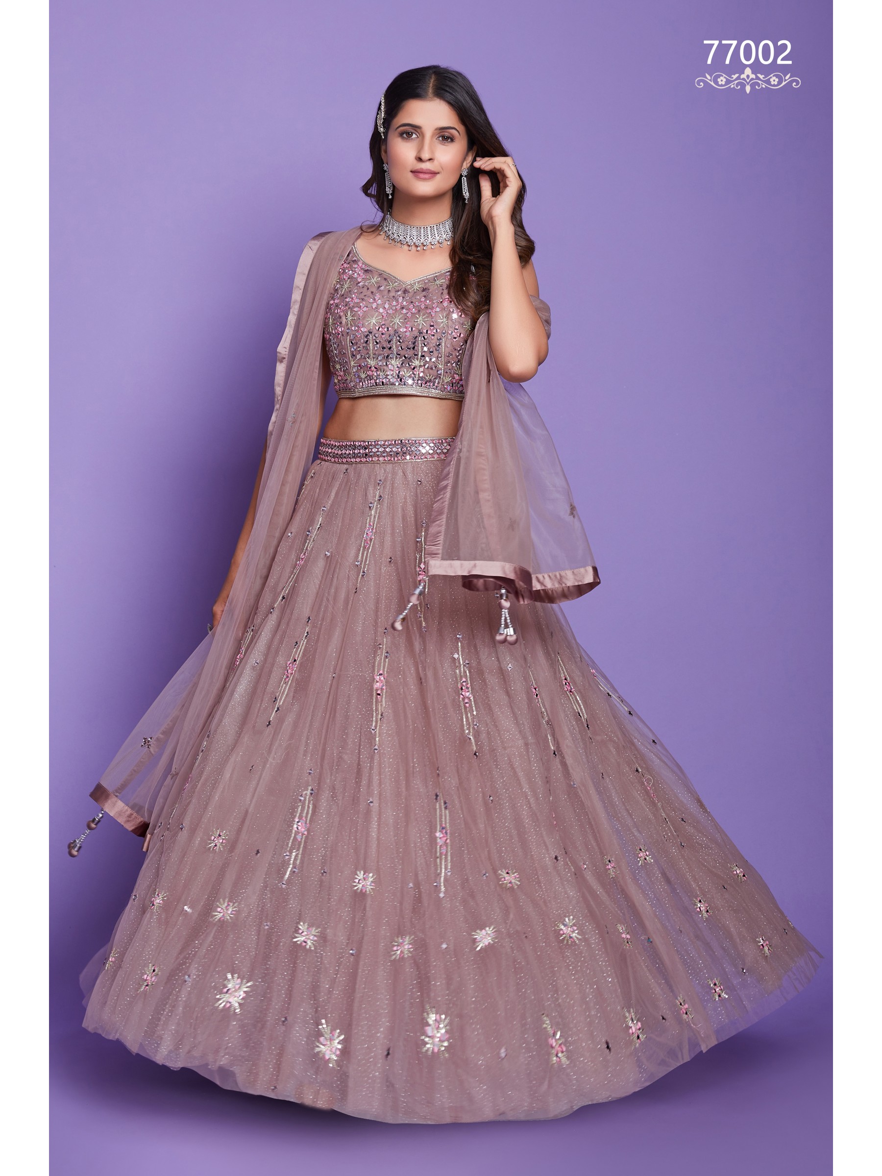  Silk  Party  Wear Lehenga In Beige Color With Embroidery Work 