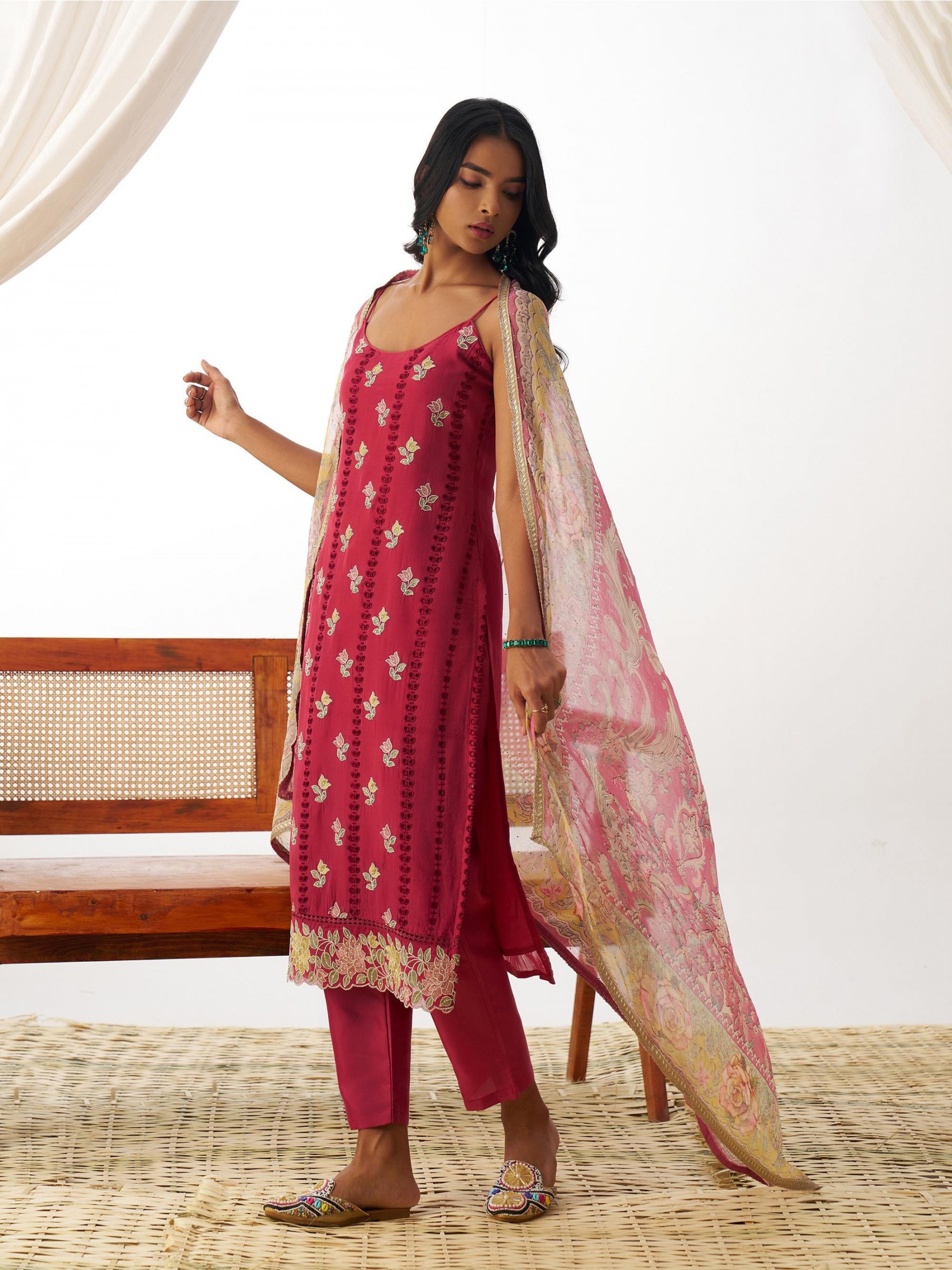 Pure Organza Silk Party Wear Suit Pink Color with Embroidery work
