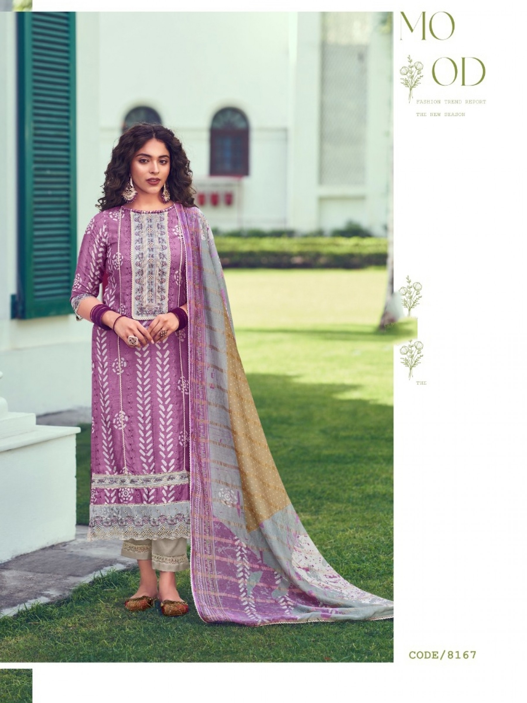 Moga Silk Party Wear  Suit  in Purple Color with  Embroidery Work