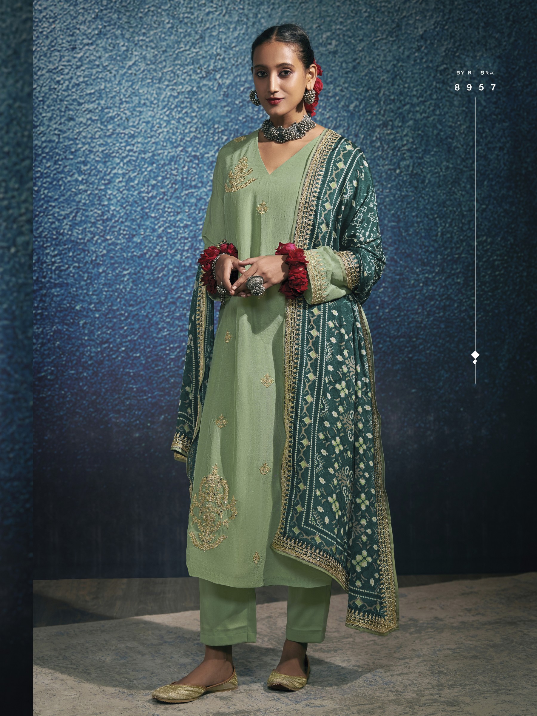 Pure Modal Silk Party Wear Suit in Sea Green Color with Embroidery Work