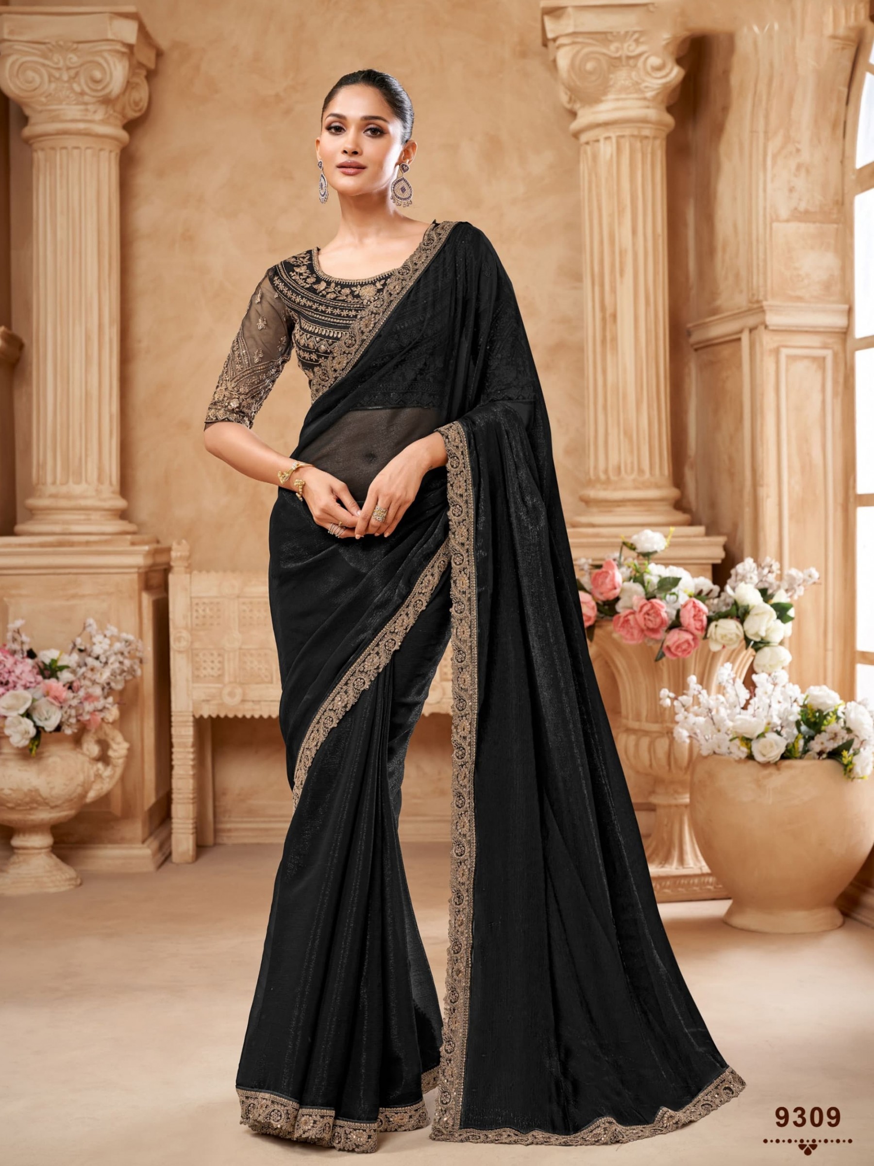SImmer Silk Saree In Color Black Color With Embroidery Work