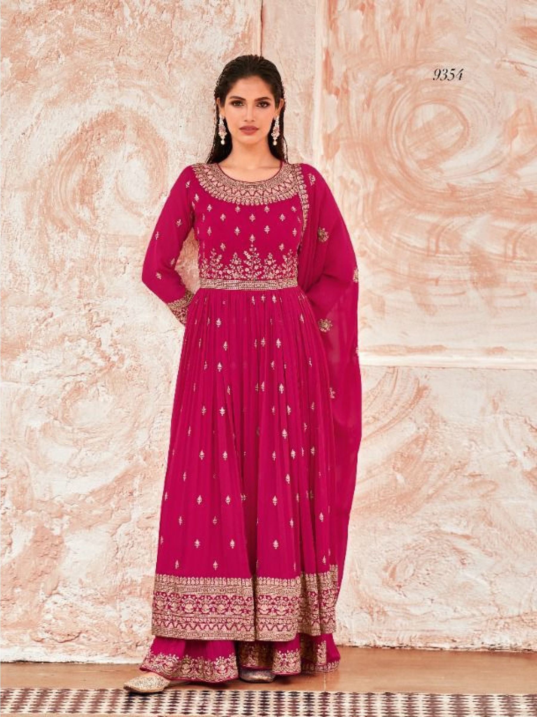 Designer Georgette Fancy Palazzo Salwar Suit With Embroidery And Stone Work  Wedding Party Wear - shreematee - 3824603