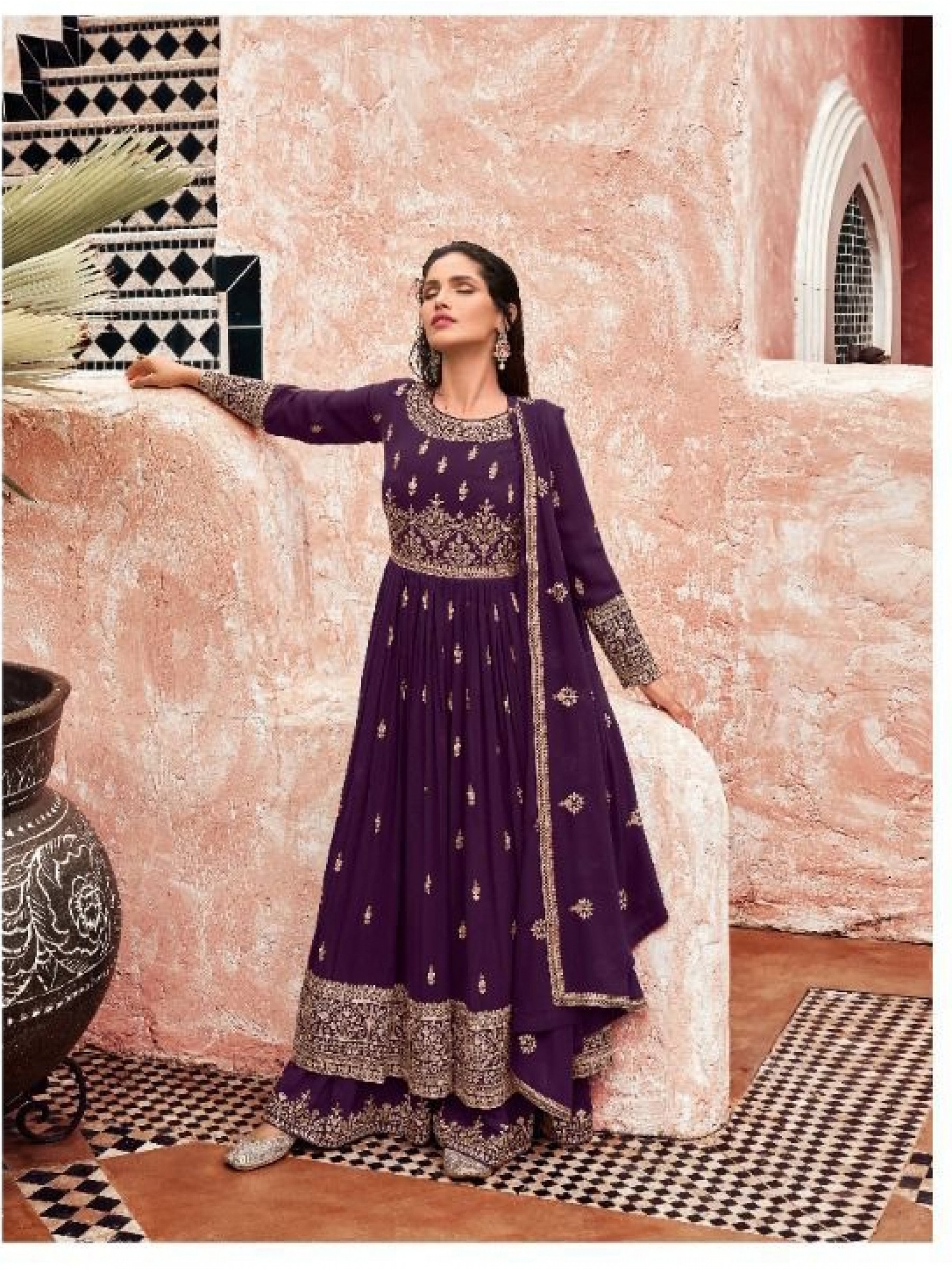 Purple plazo suit | Pakistani dress design, Designer dresses indian, Indian  designer outfits