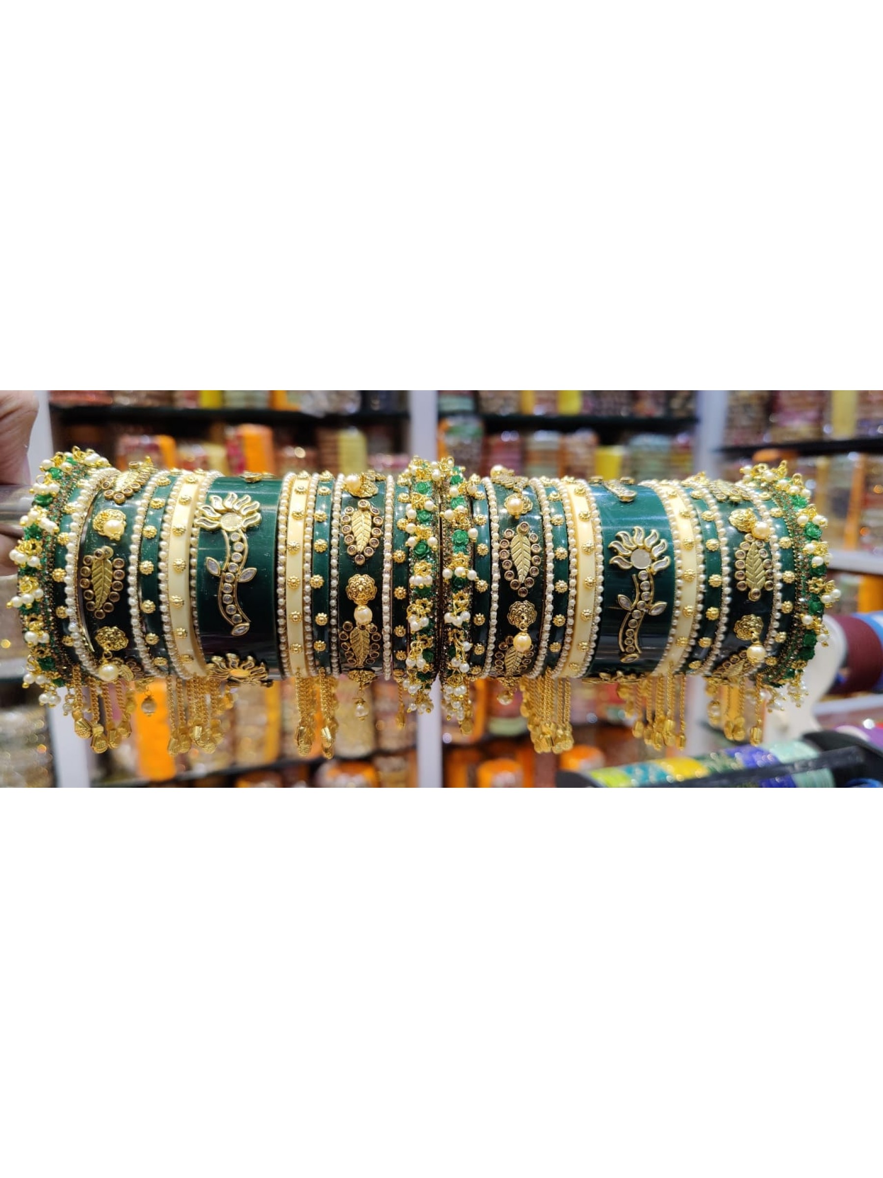 Green and golden bangles new arrivals