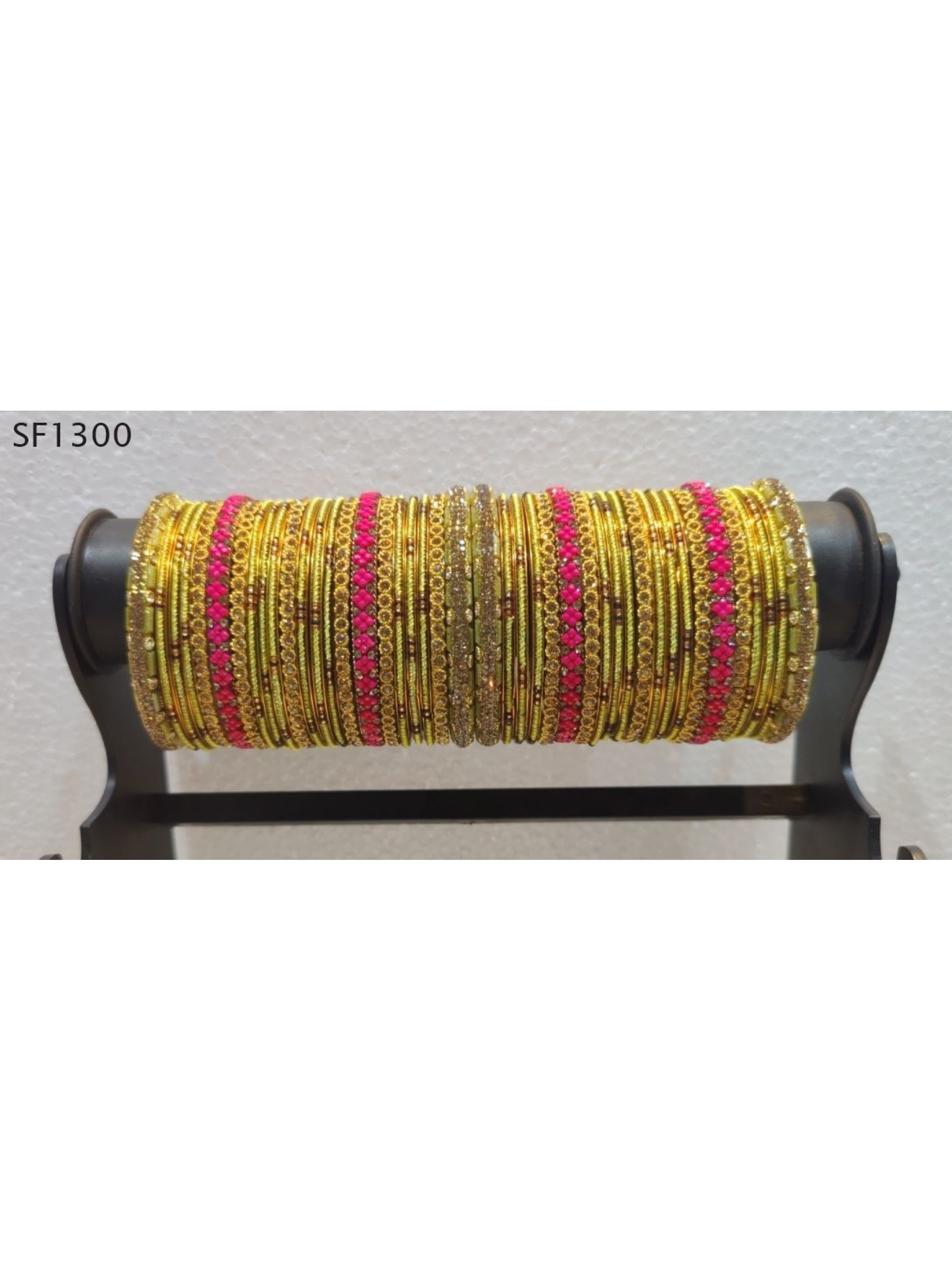 Golden Color  Bangles With Pink With Pink & White Diamond 