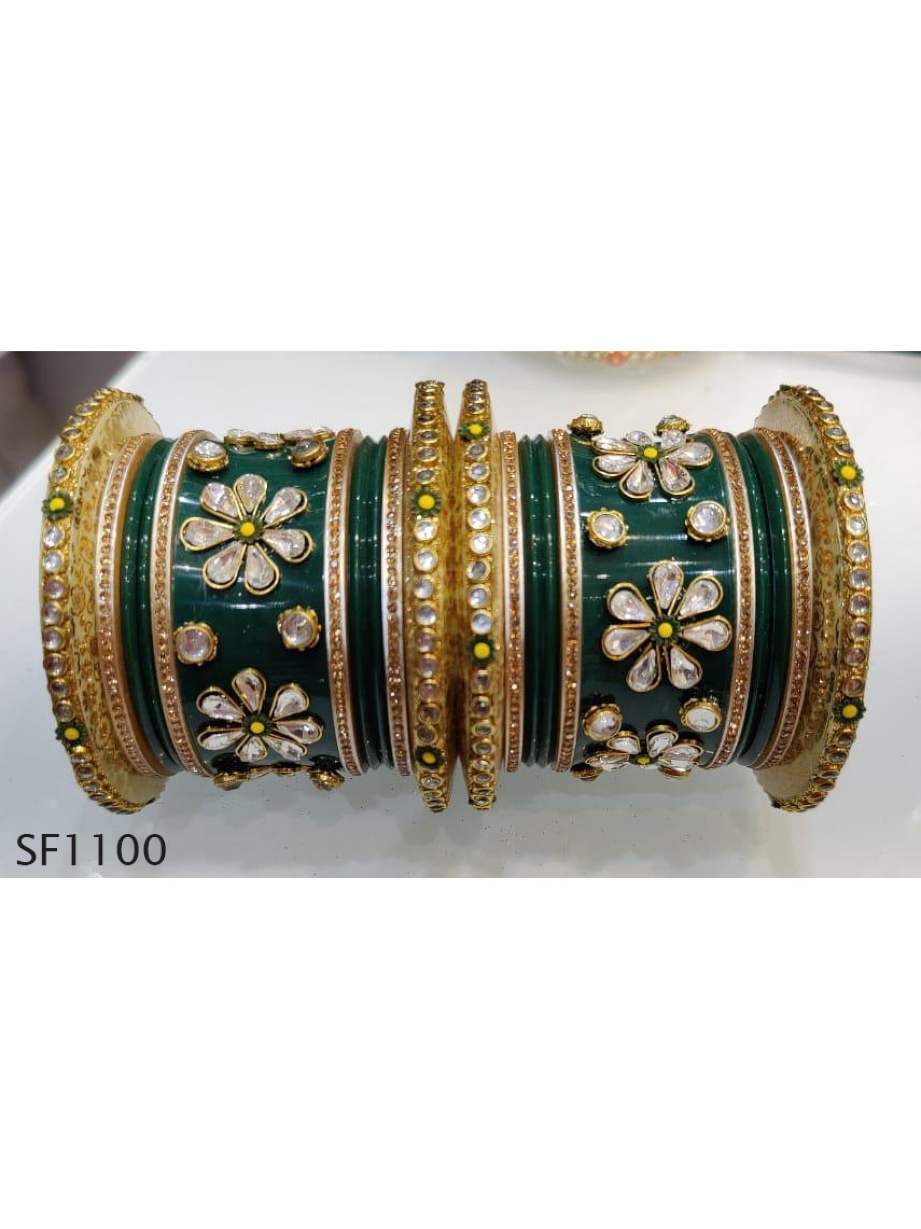 Golden Color  Bangles With White Diamond 