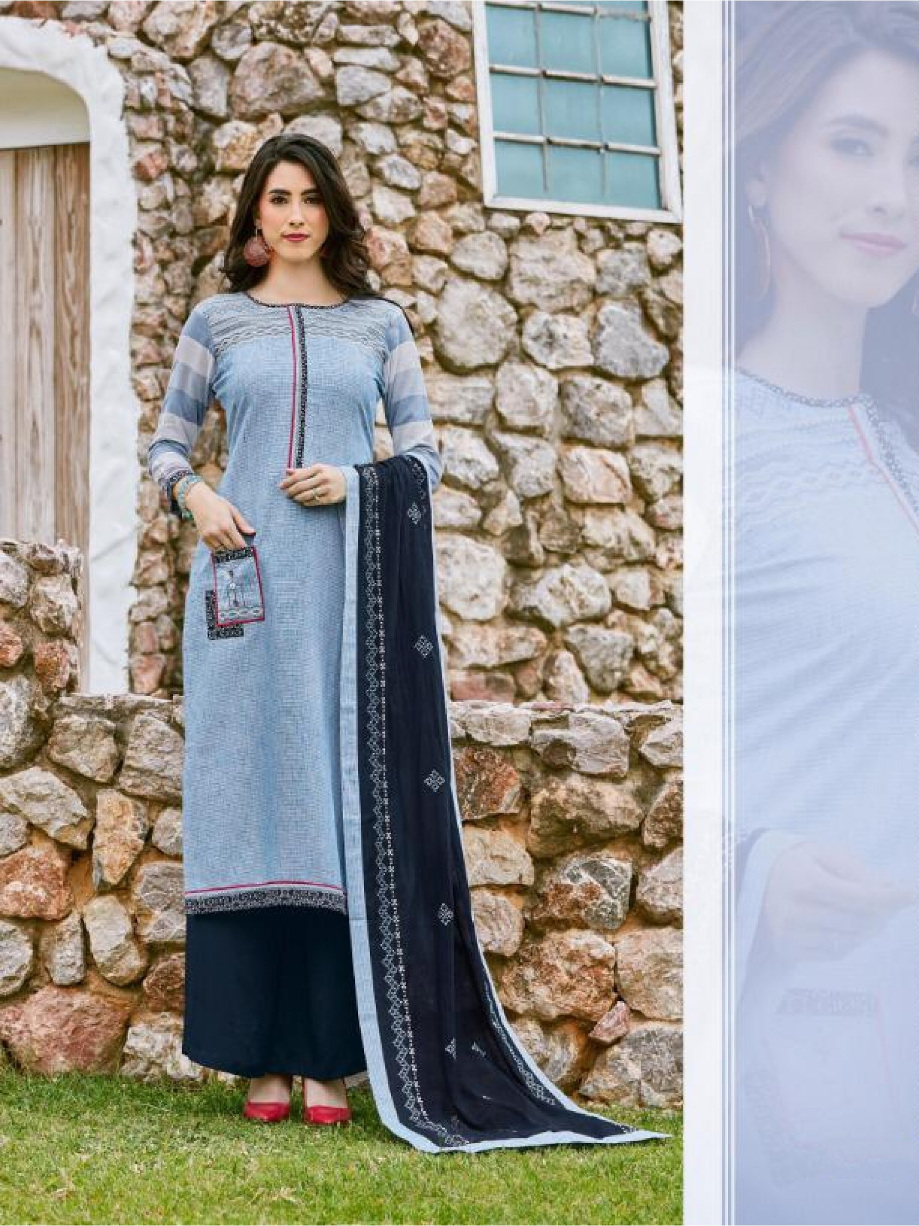 Buy online Blue And White Printed Kurti With Dark Blue Plazo from ethnic  wear for Women by Free Living for 1299 at 0 off  2023 Limeroadcom