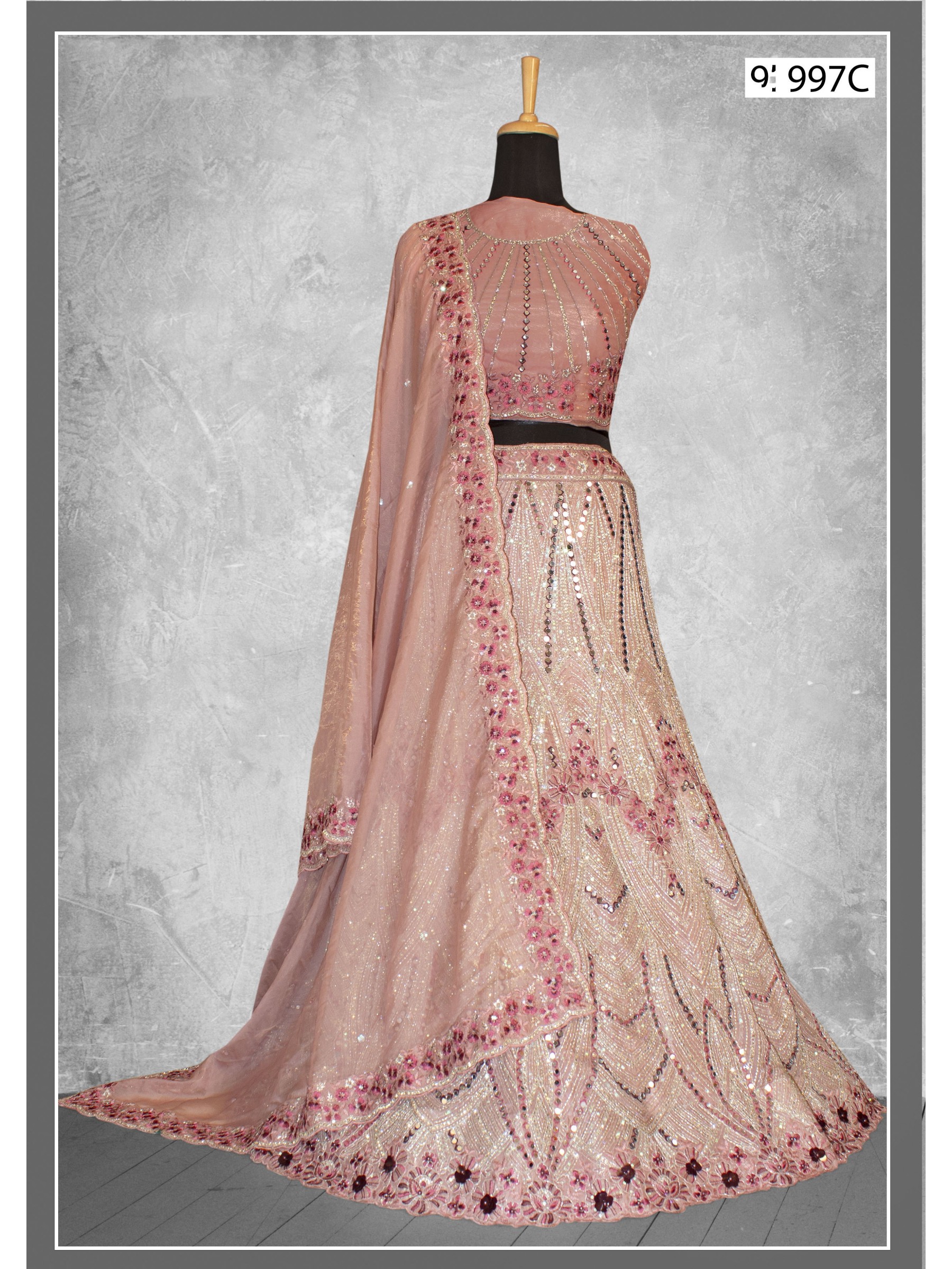 Georgette Silk  Wedding  Wear Lehenga In Pink Color  With Embroidery Work