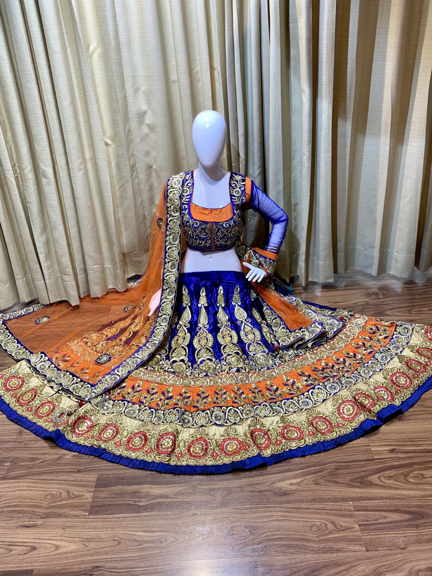 Pure Micro Velvet Party Wear Lehenga In Blue Color With Embroidery Work & Stone Work 