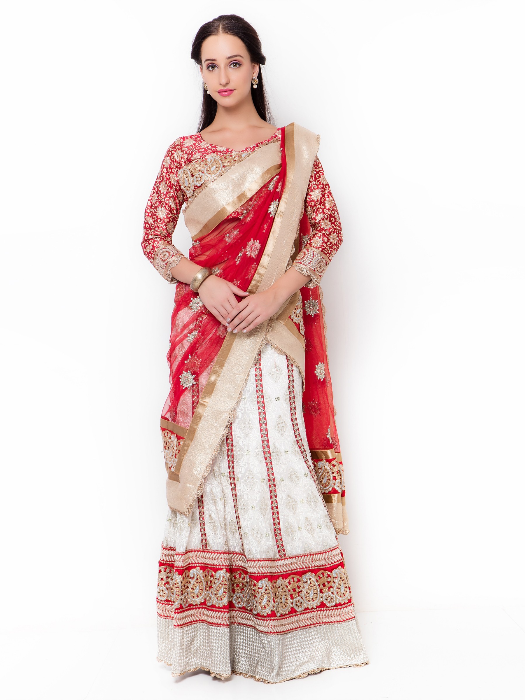 Pure Georgette Party Wear Lehenga In White WIth Embroidery Work 