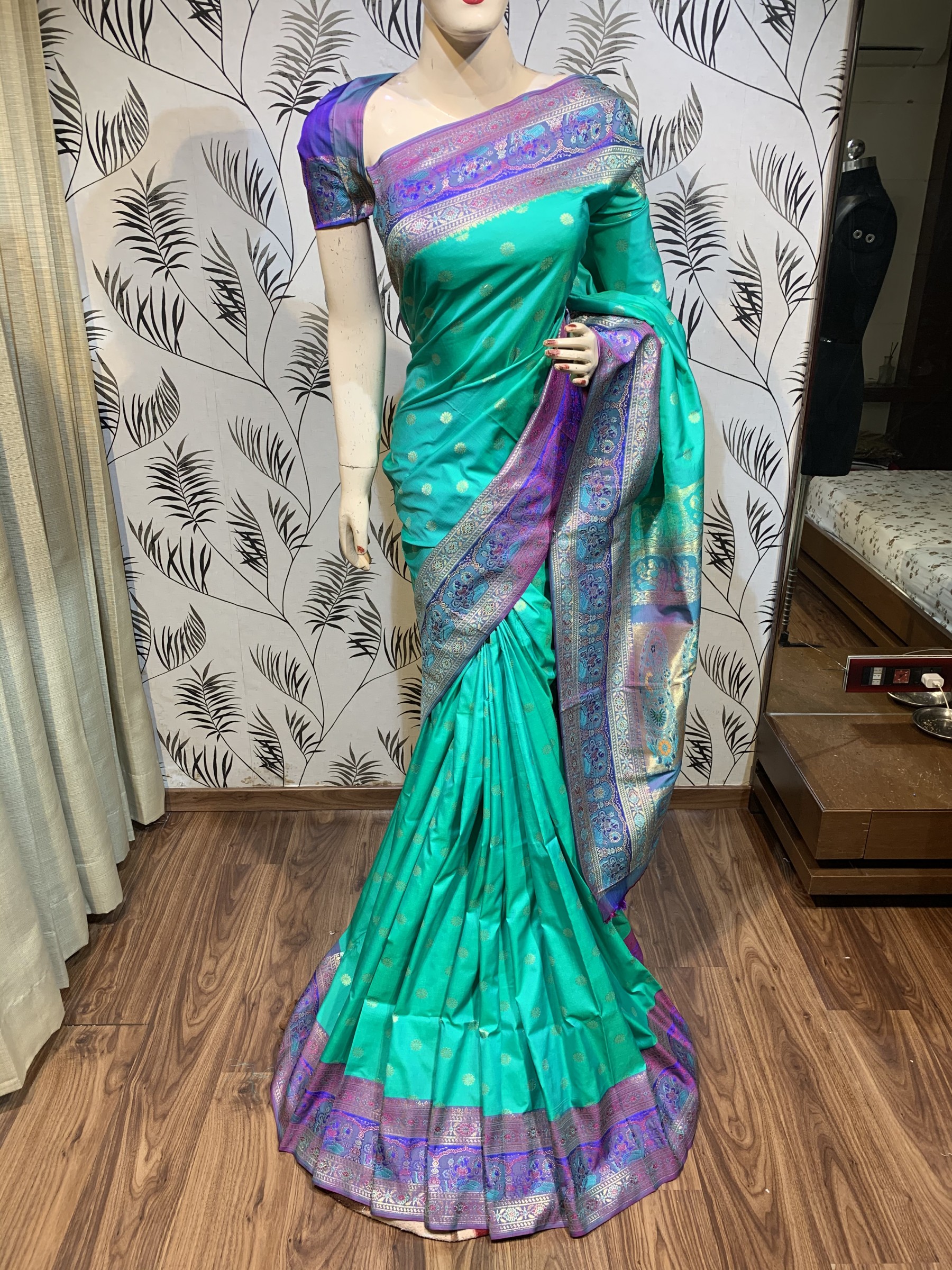 Pure Banarasi Silk Wedding Wear Saree In Pastel Green