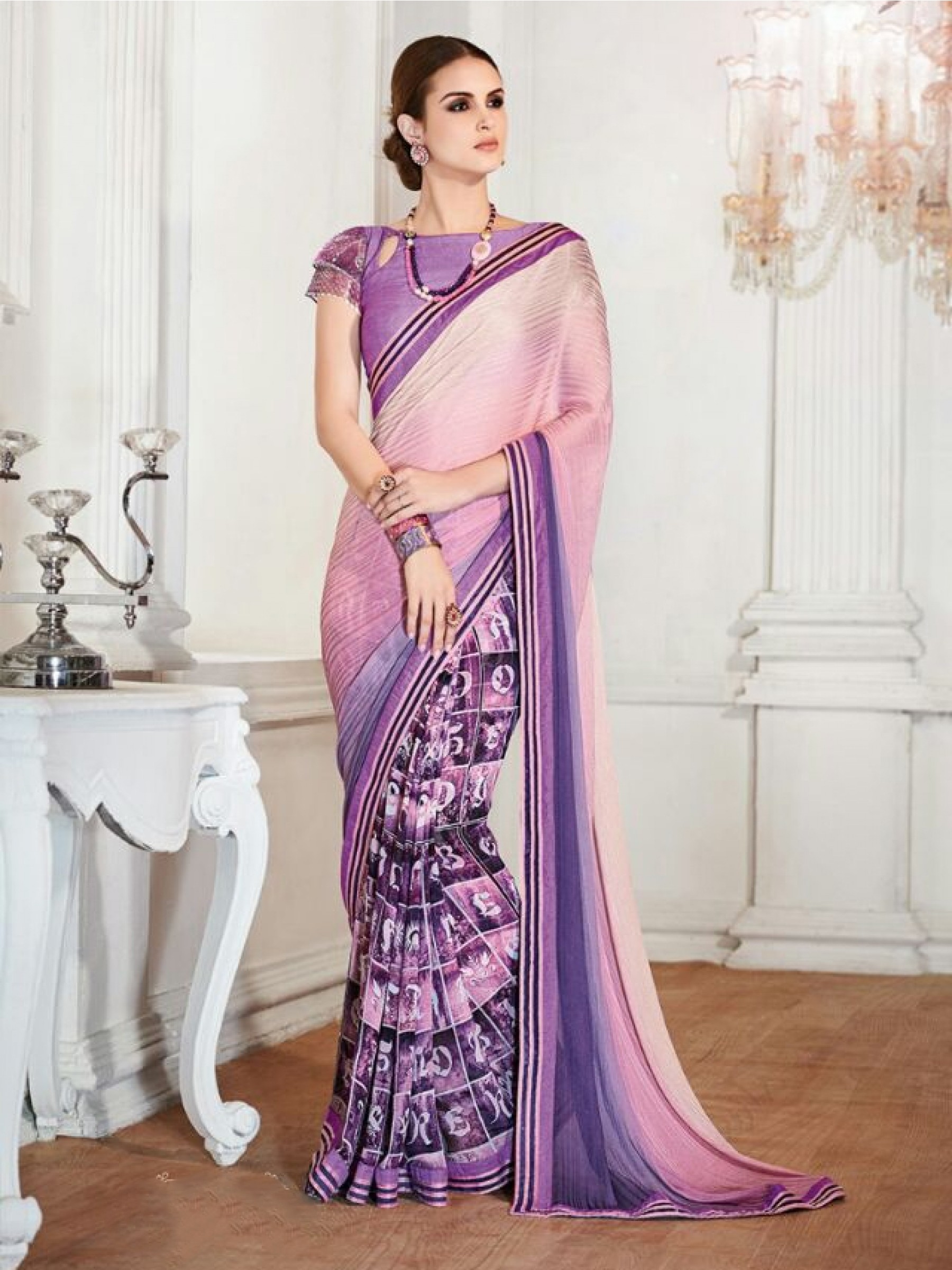 Premium Georgette Casual Wear Saree in Purple color