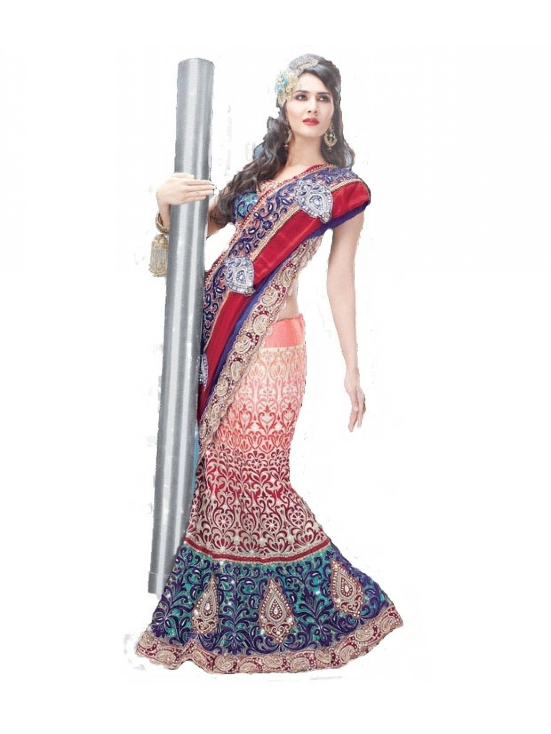 Soft Premium Net Mehendi Sangeet Wear Lehenga In Multi color Color With Crystal Stone Work