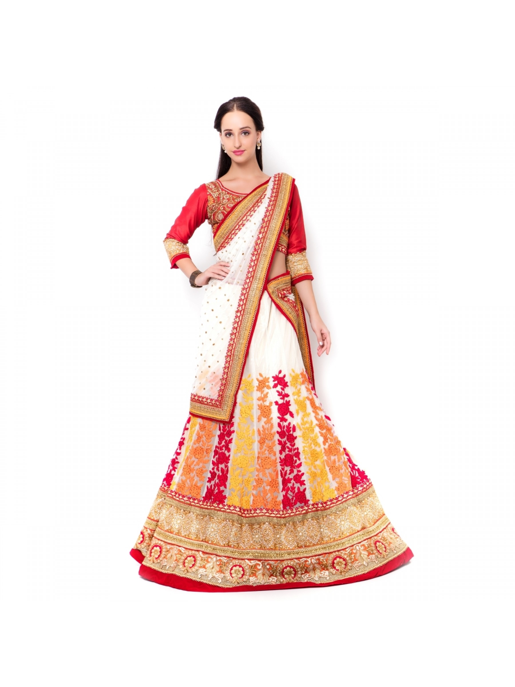 Soft Premium Net Party Wear Lehenga In White With Embroidery Work 