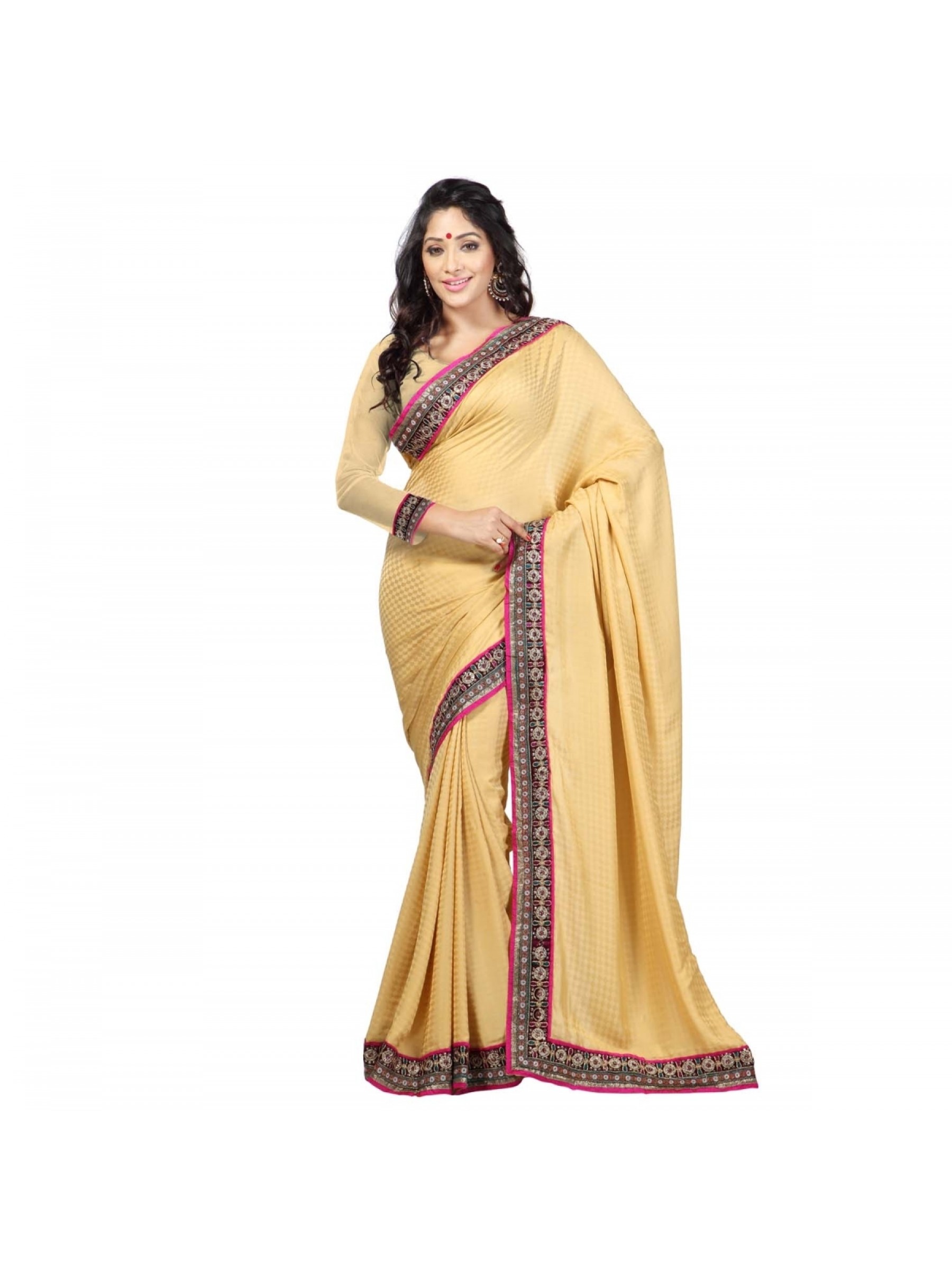Jacquard Silk Party Wear Saree In Cream WIth Embroidery Work 