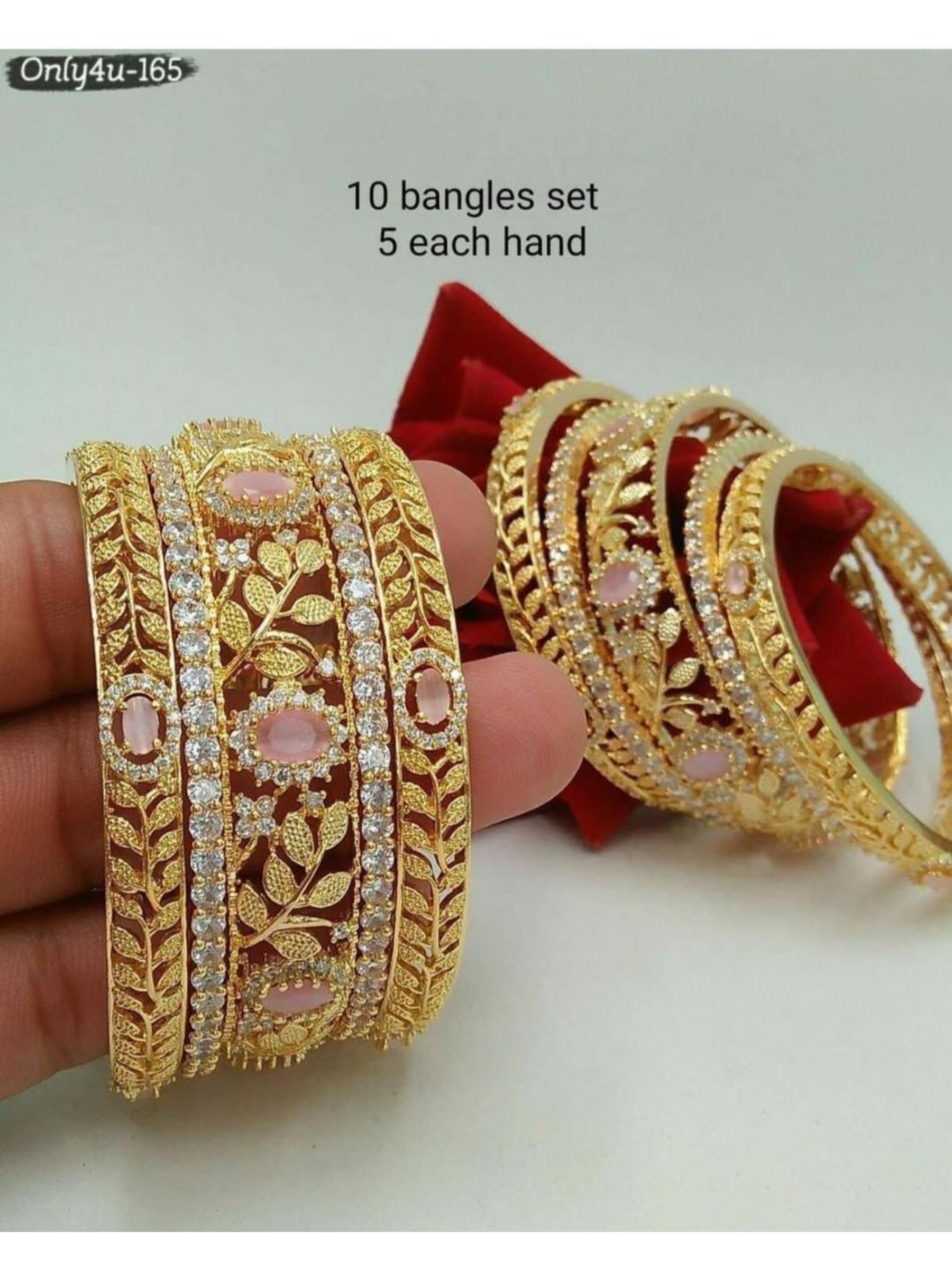 gold Color  Bangles With White Diamond 