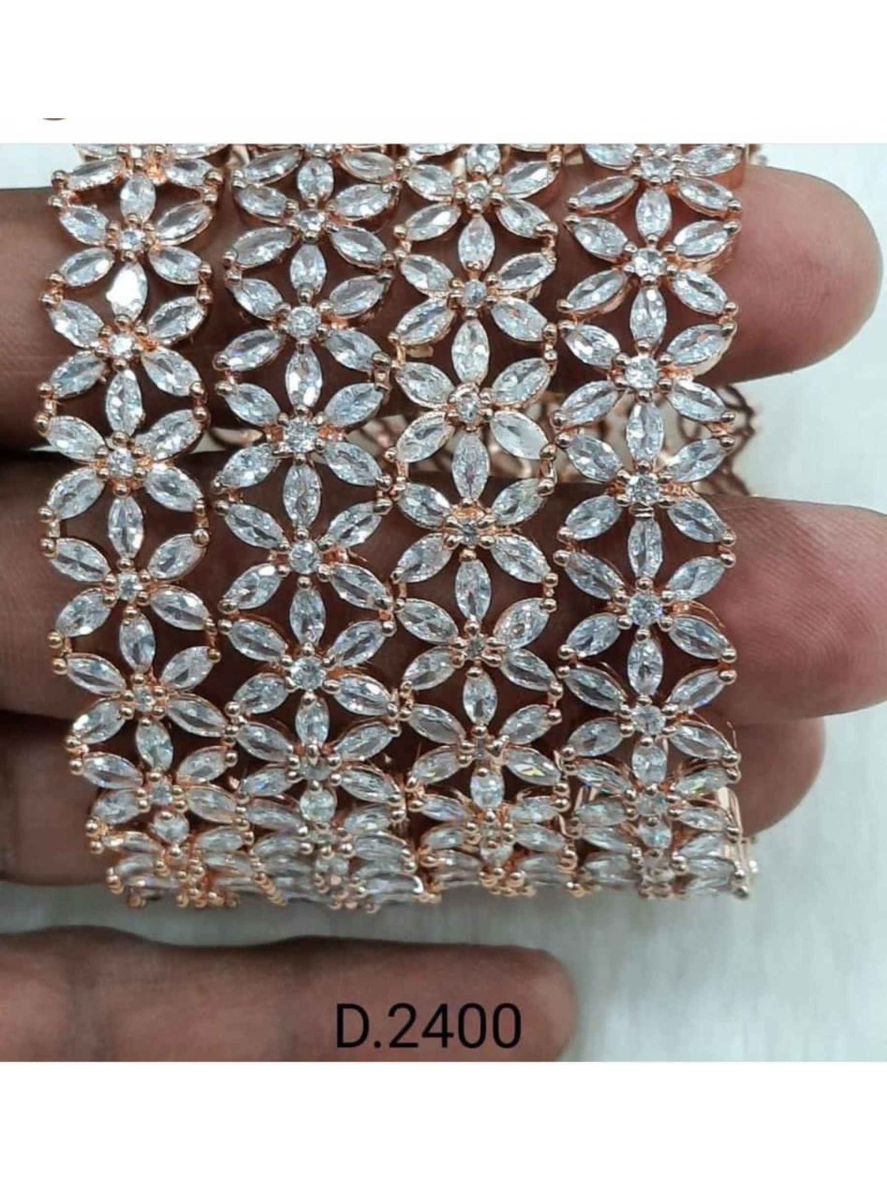 Rosegold Color  Bangles With White Diamond 
