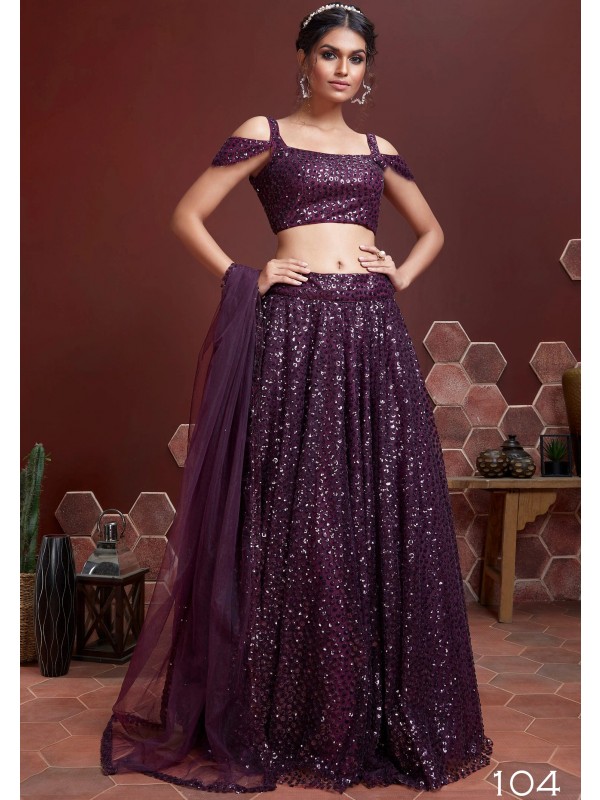 Soft Premium Net Party Wear Lehenga In Violet  Color With Embroidery Work